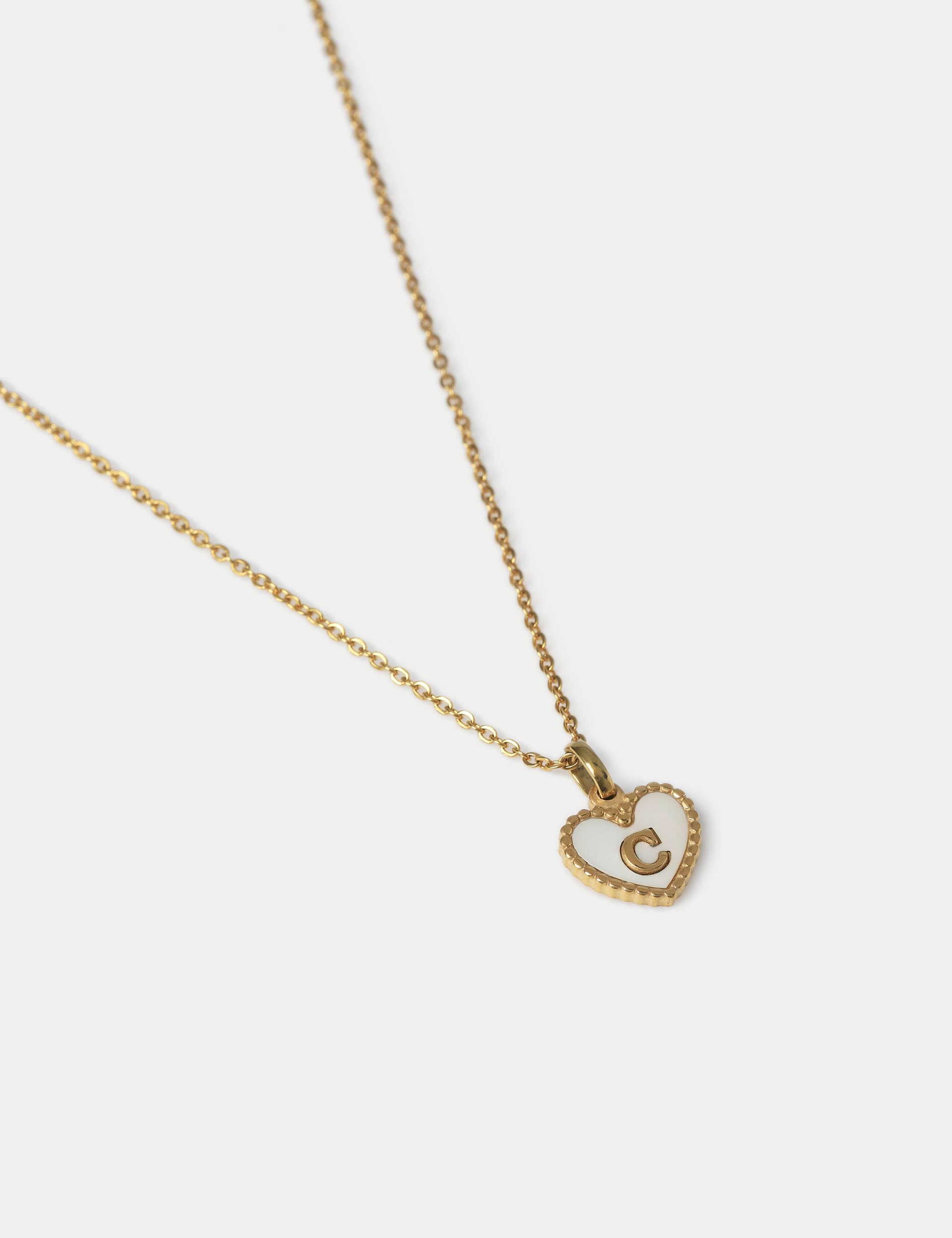 Autograph Women's Waterproof Initial Heart Necklace C - Gold, Gold