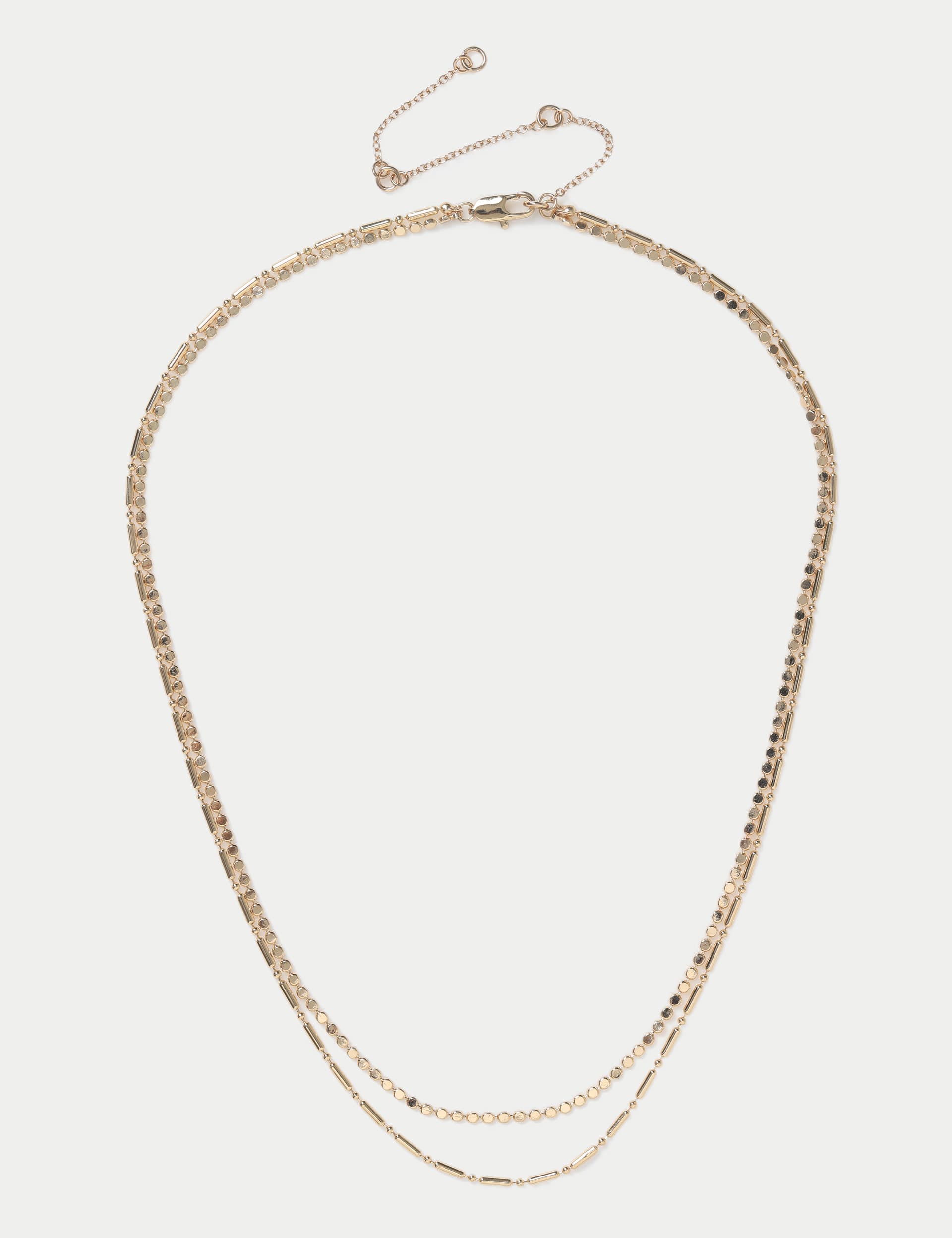 M&S Women's Gold Tone Multi Row Fine Chain Necklace, Gold