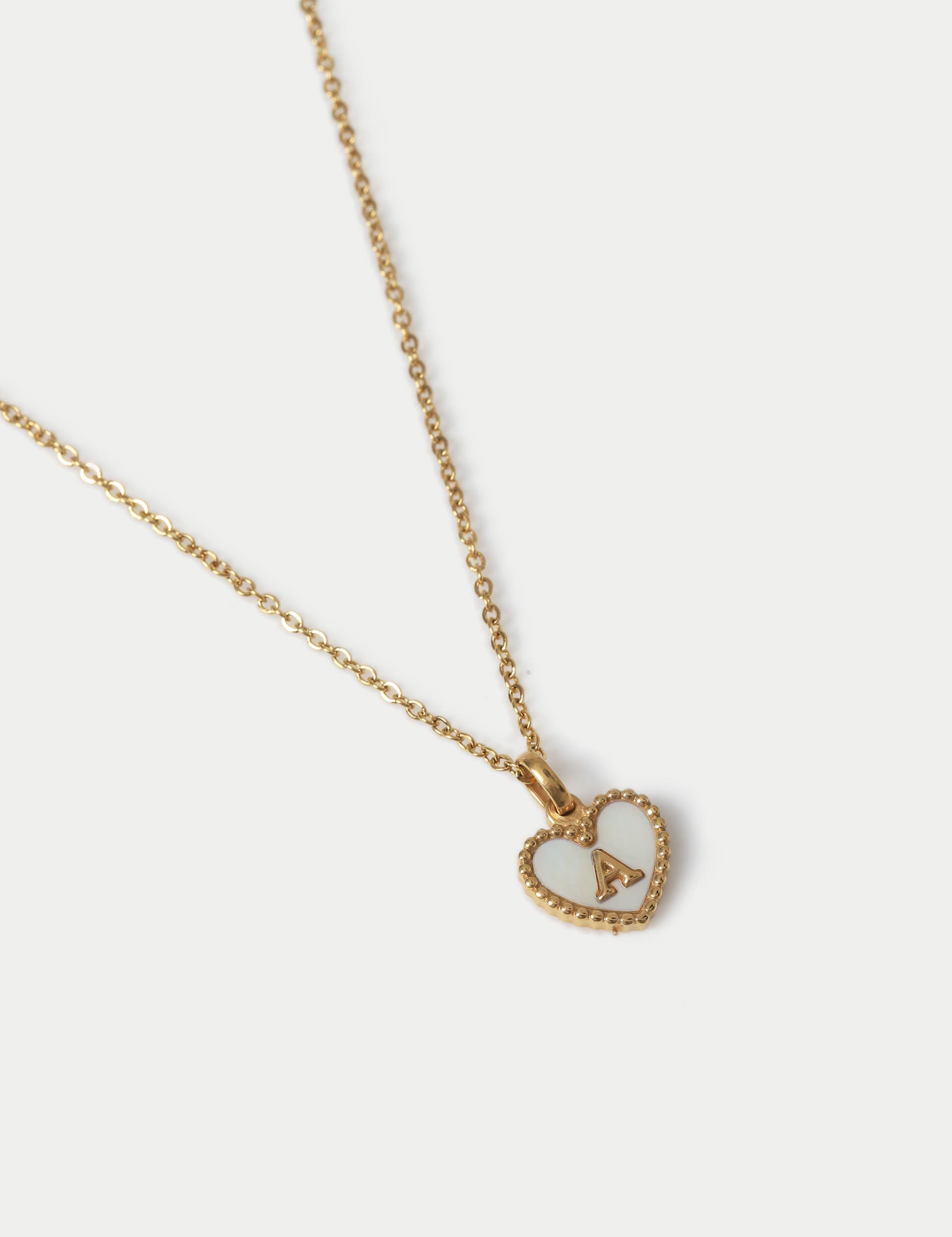 Autograph Women's Waterproof Initial Heart Necklace A - Gold, Gold