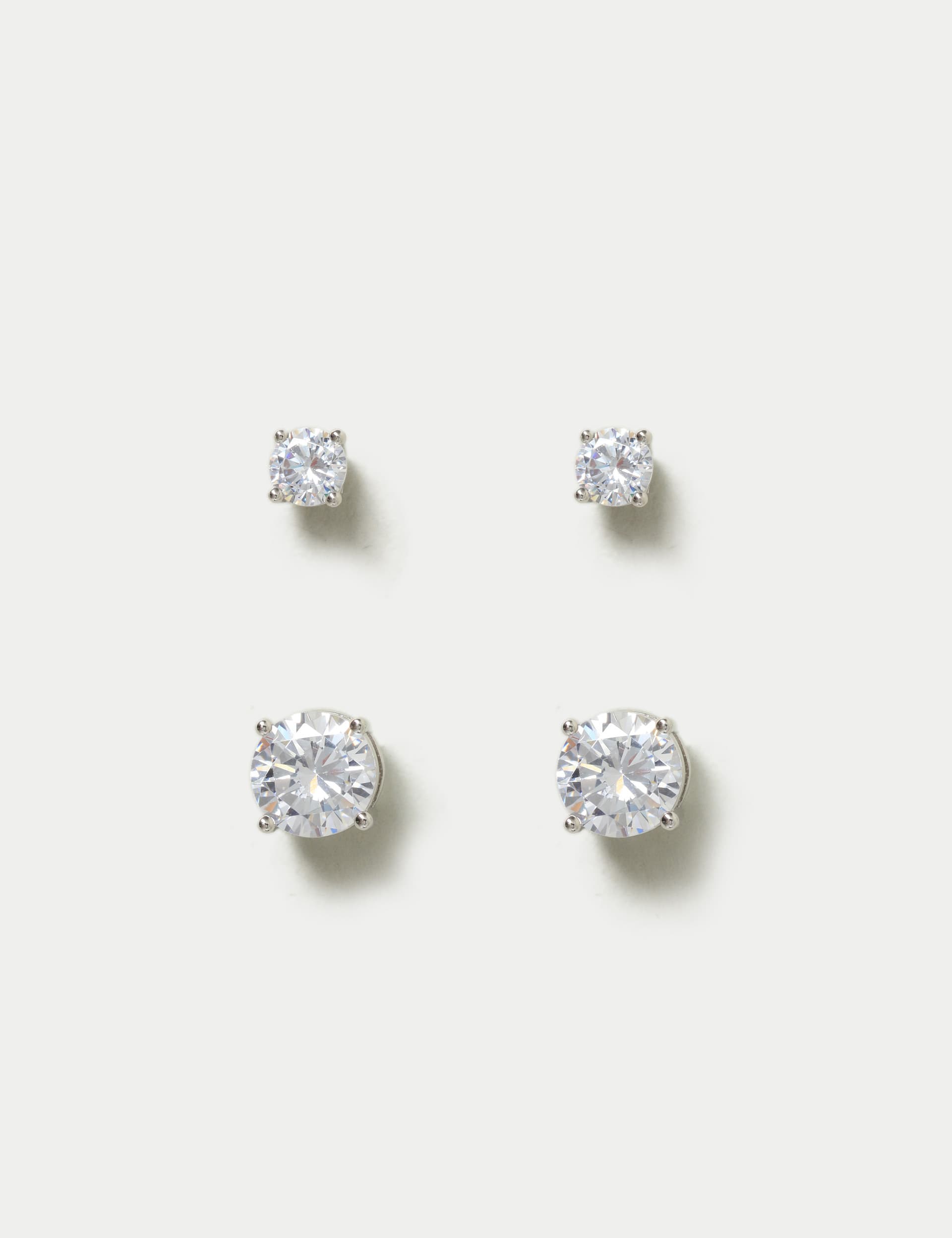 M&S Women's Platinum Plated Studs 2 Pack