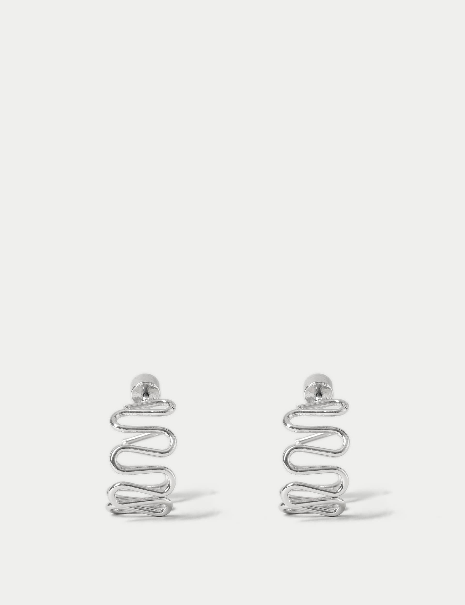 M&S Women's Silver Wiggle Hoops  Silver