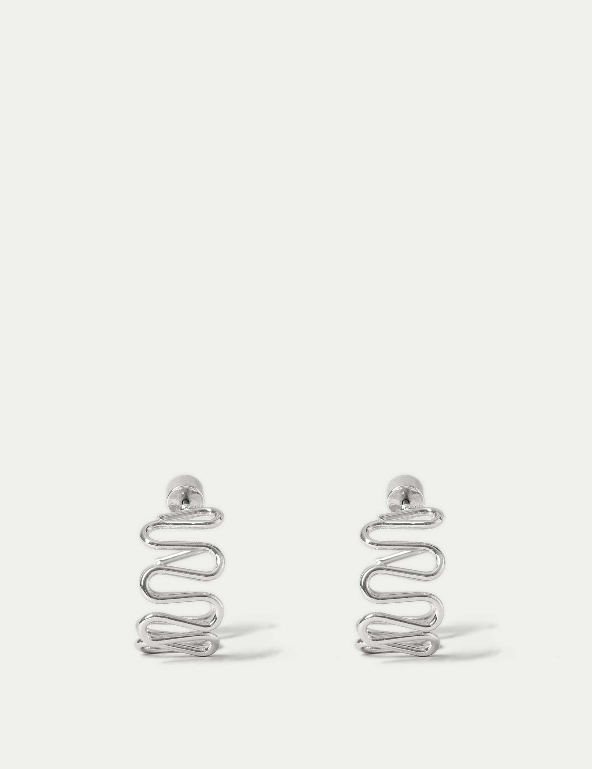 M&S Women's Silver Wiggle Hoops, Silver