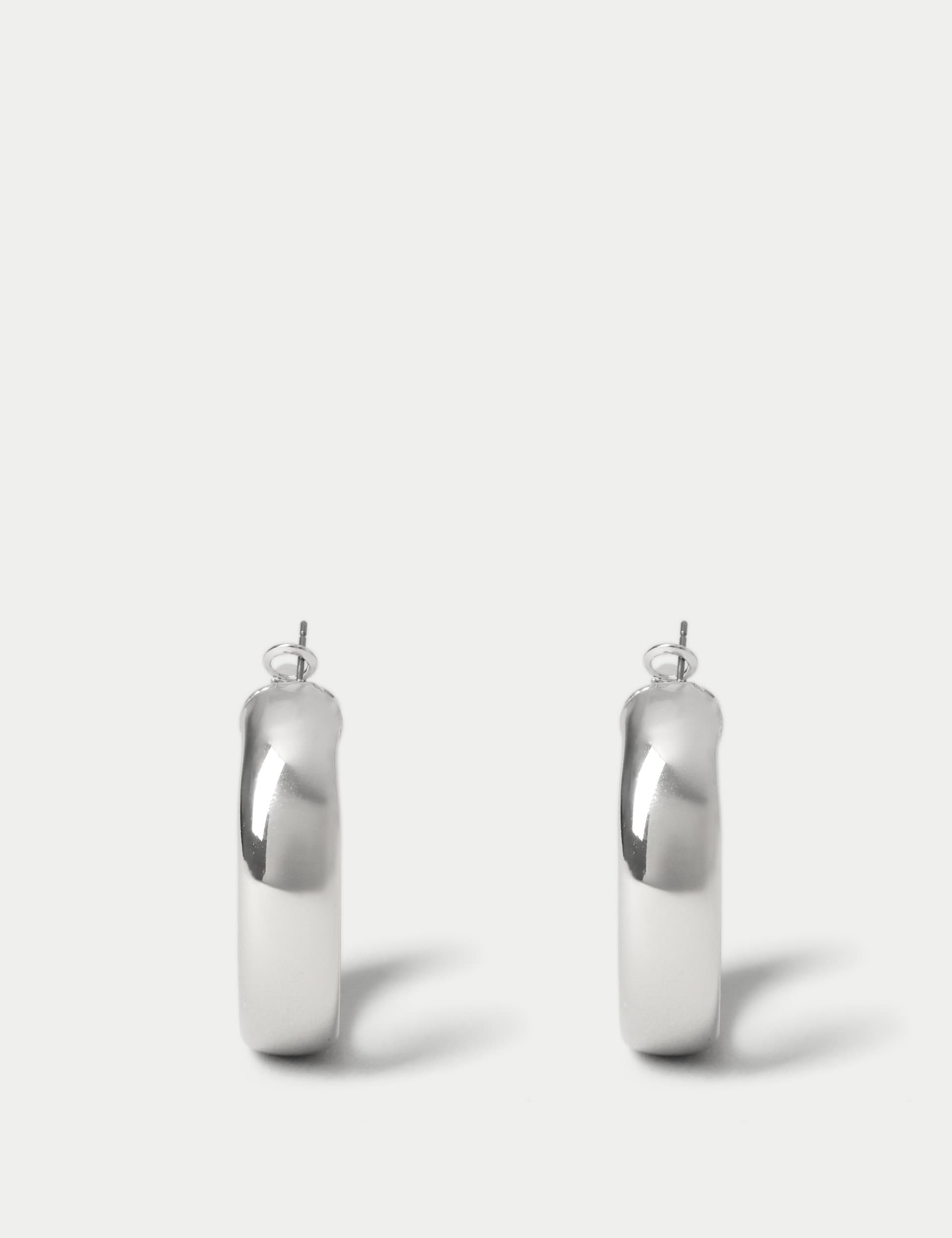 M&S Women's Silver Tone Bubble Hoop Earrings  Silver