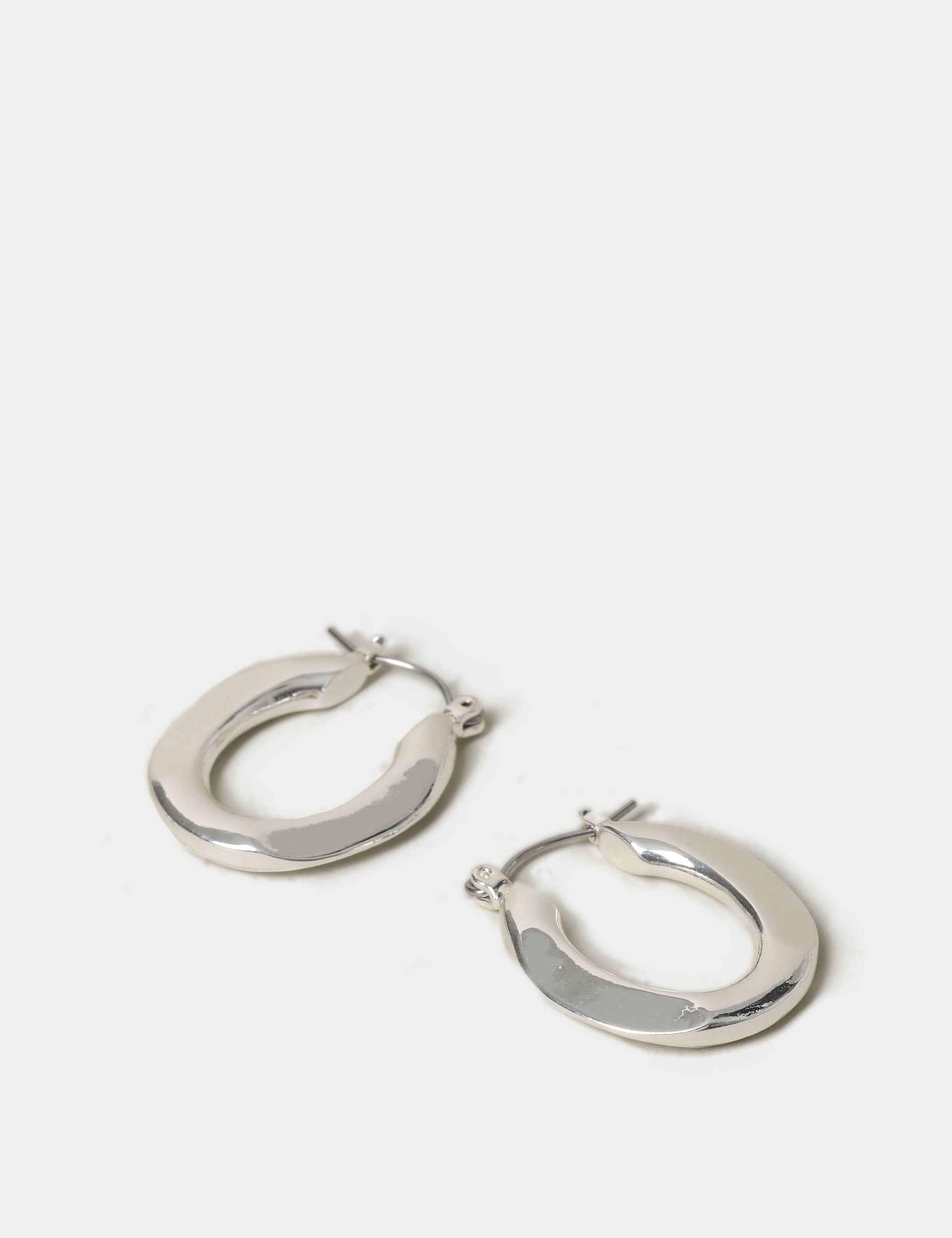 M&S Women's Silver Tone Small Hoop Earrings, Silver