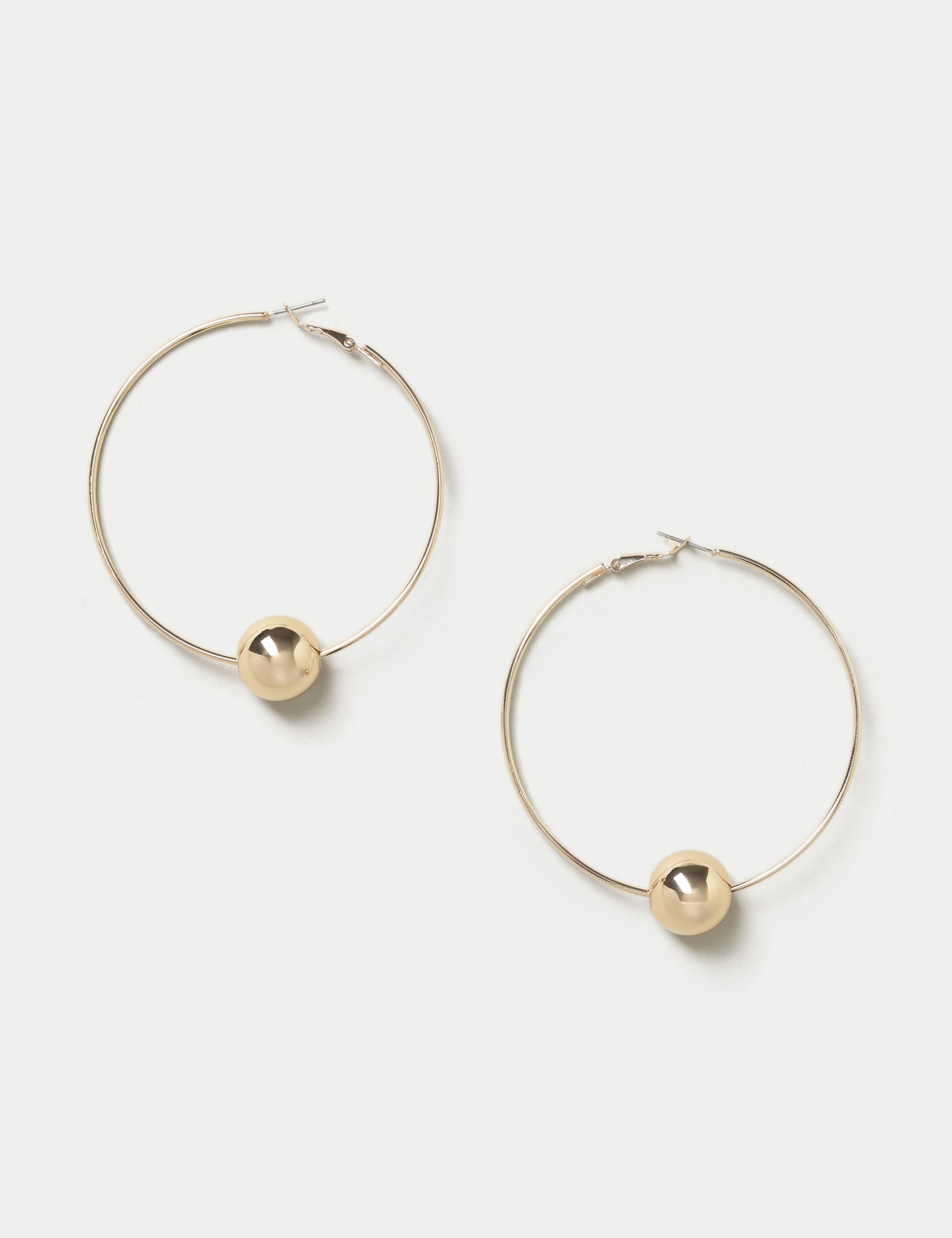 M&S Women's Large Hoop Ball Earrings - Gold, Silver,Gold