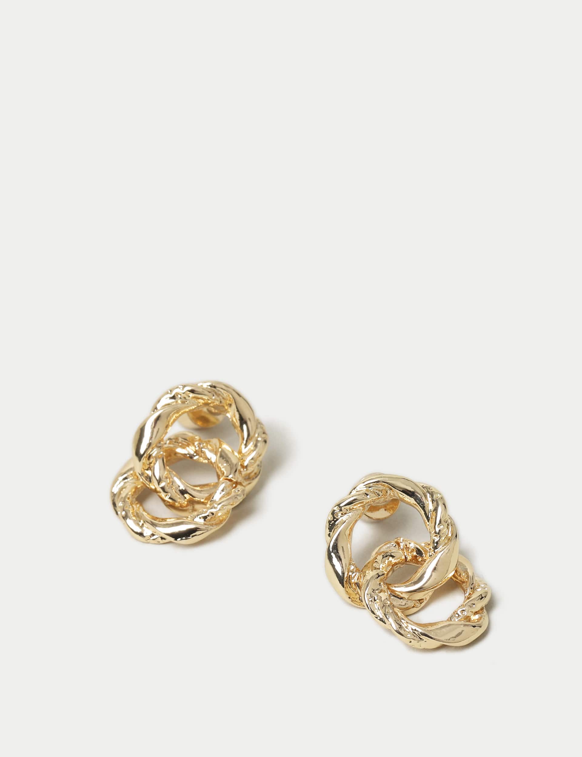 M&S Women's Gold Tone Double Link Drop Earrings  Gold