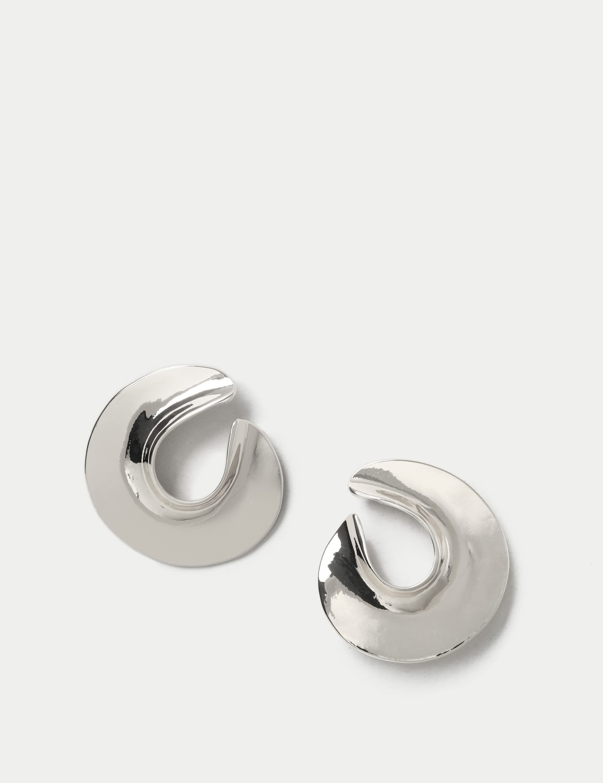 M&S Women's Oversized Open Swirl Stud Earrings - Silver, Silver