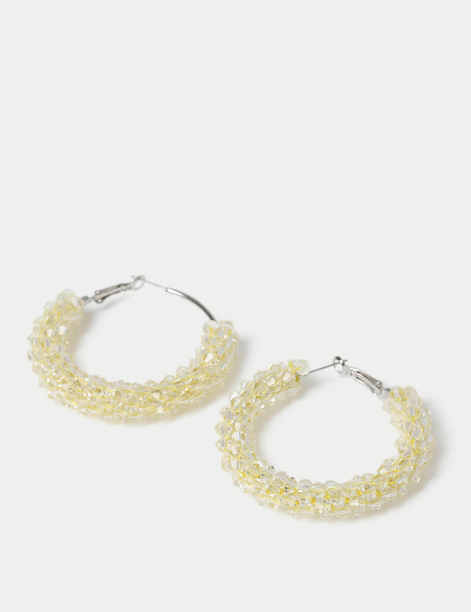 M&S Women's Beaded Hoop Earring - Yellow, Yellow