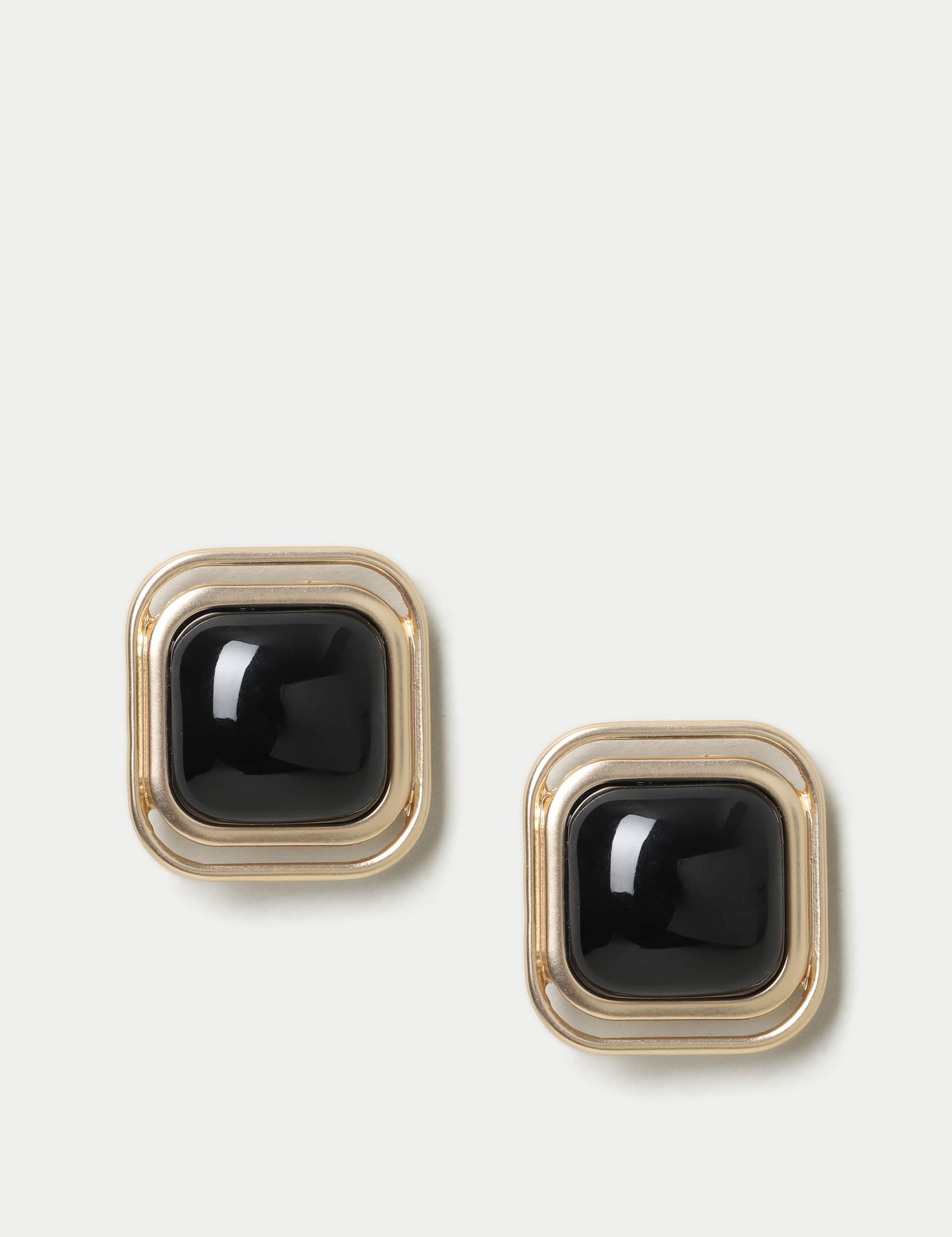 M&S Women's Black Oversized Square Stud Earrings