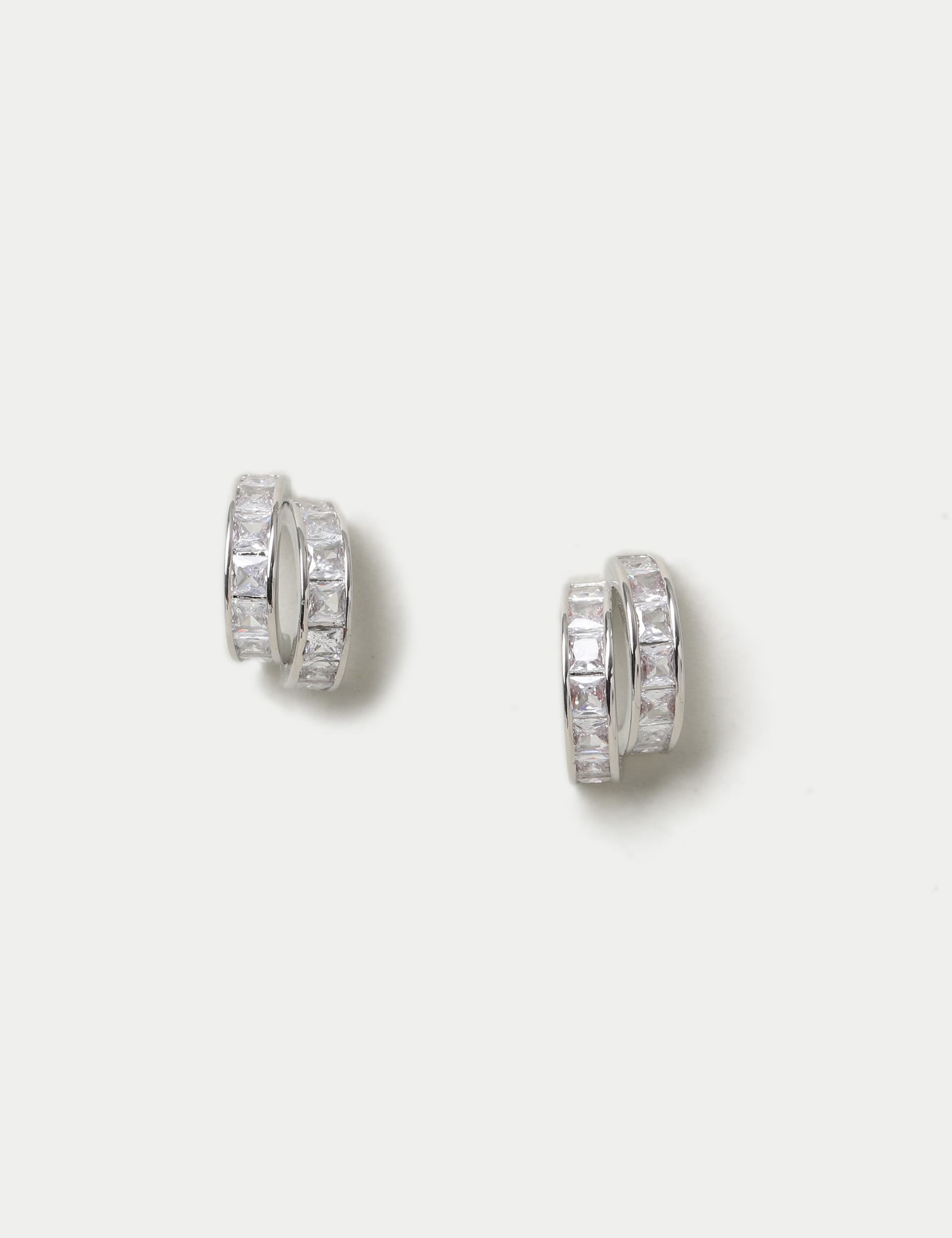 M&S Women's Platinum Plated Cubic Zirconia Hoop Earrings