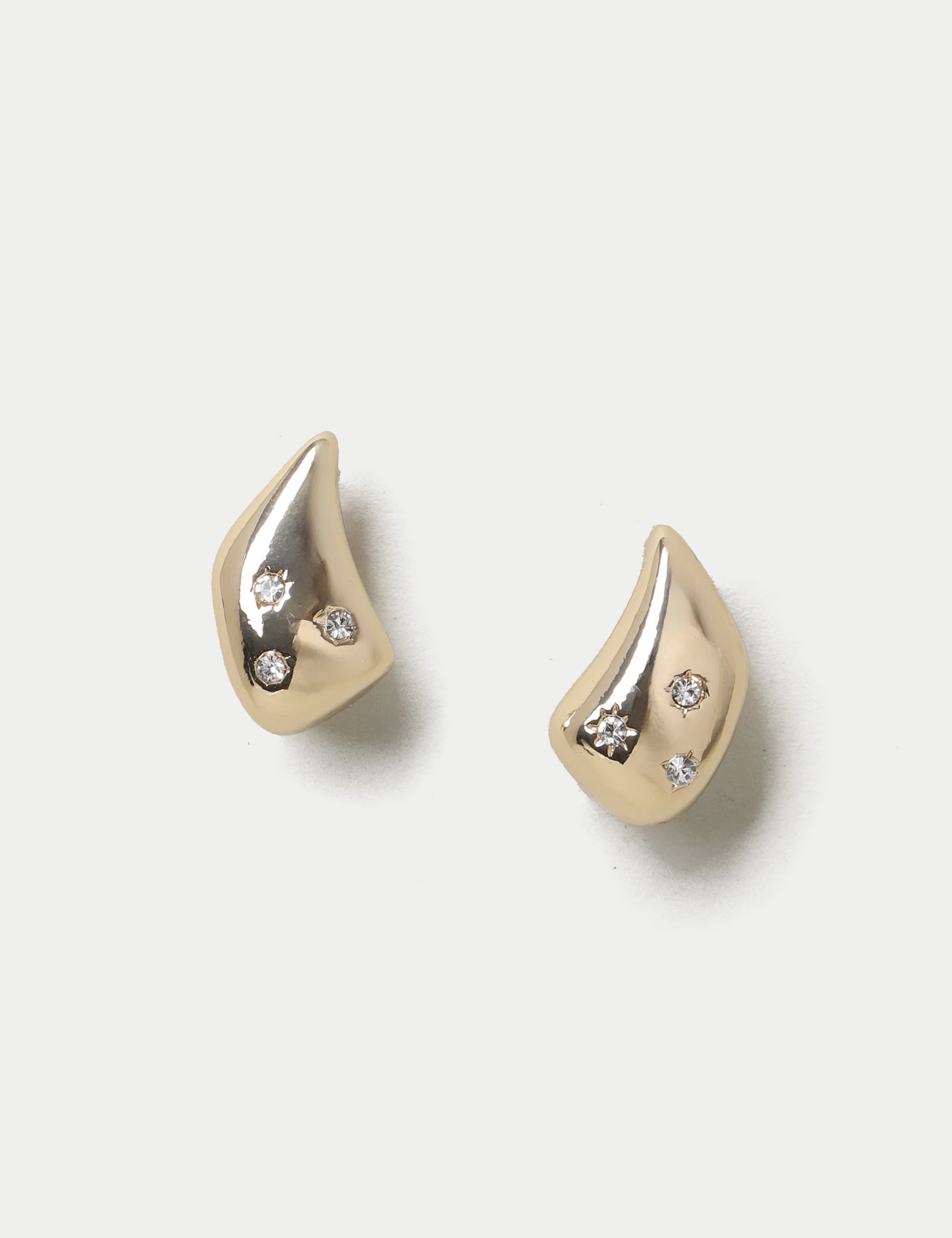 M&S Women's Gold Tone Stone Set Stud Earrings, Gold