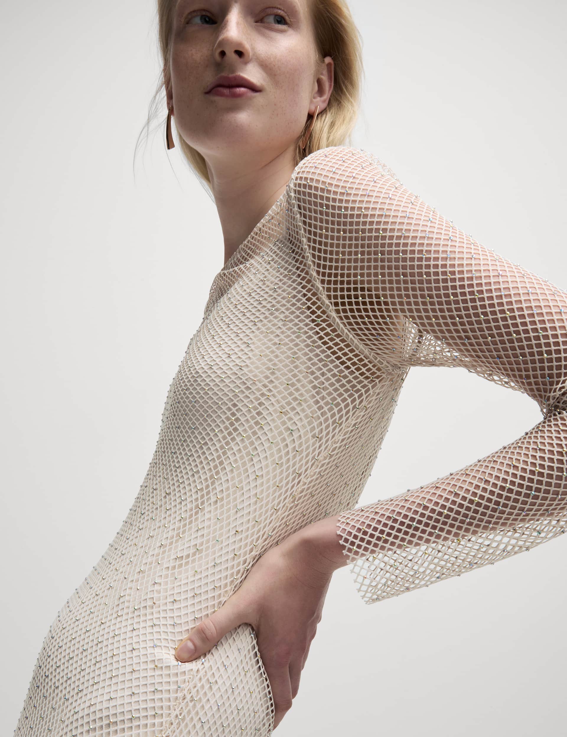 M&S Women's Mesh Embellished Midaxi Column Dress