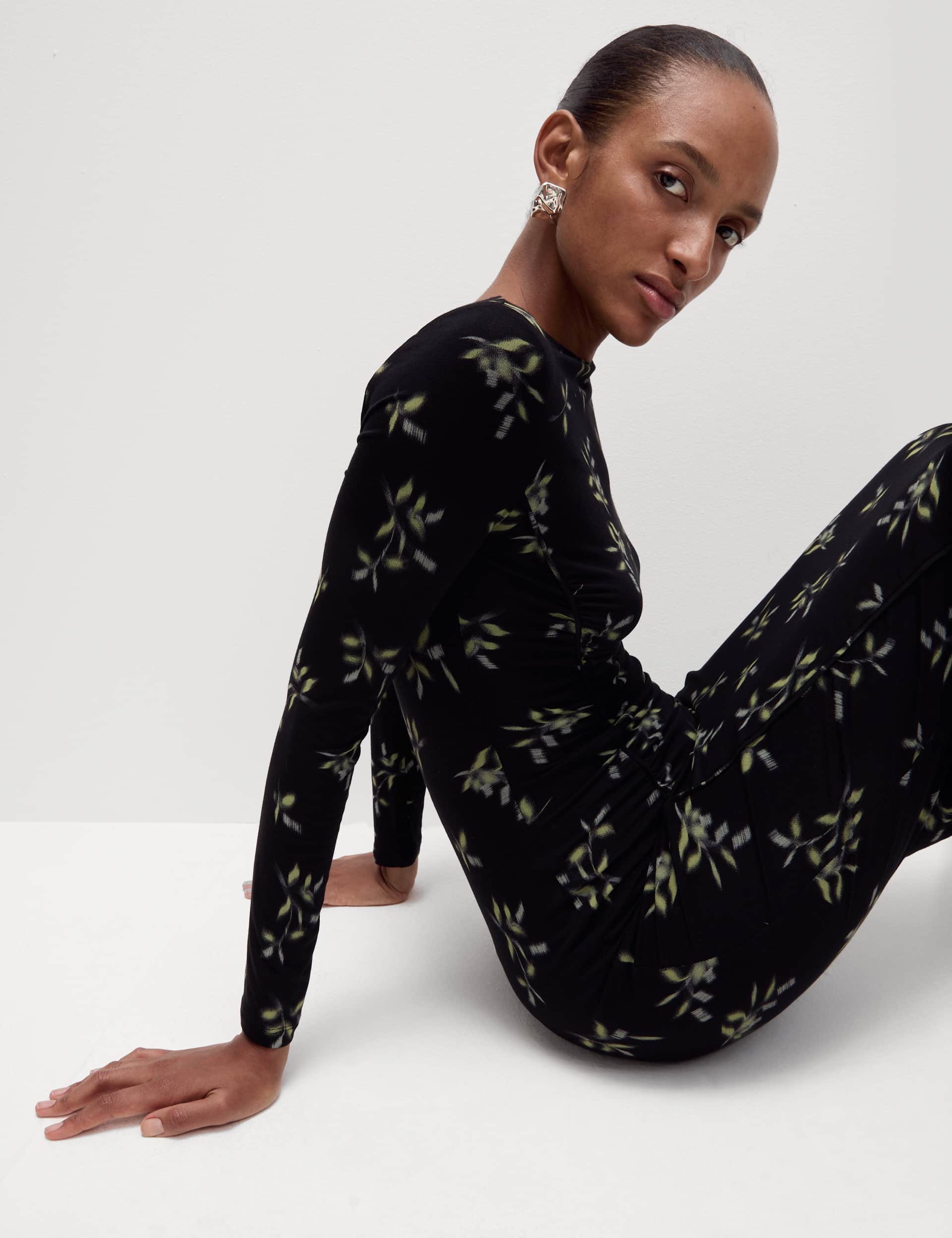 M&S Women's Jersey Printed Midaxi Column Dress