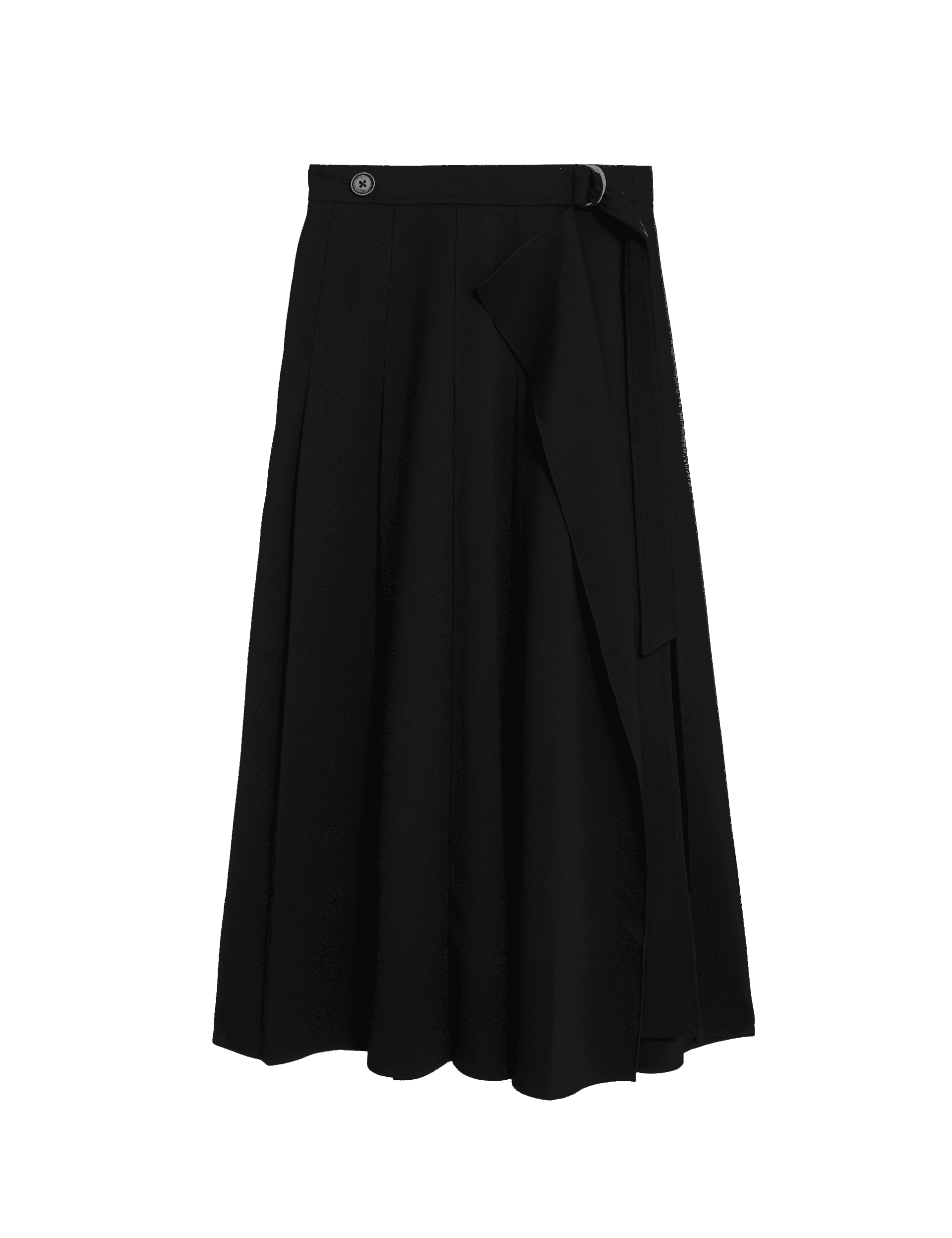 M&S Collection Women's Pleated Midaxi Wrap Skirt - 20PET - Black, Black