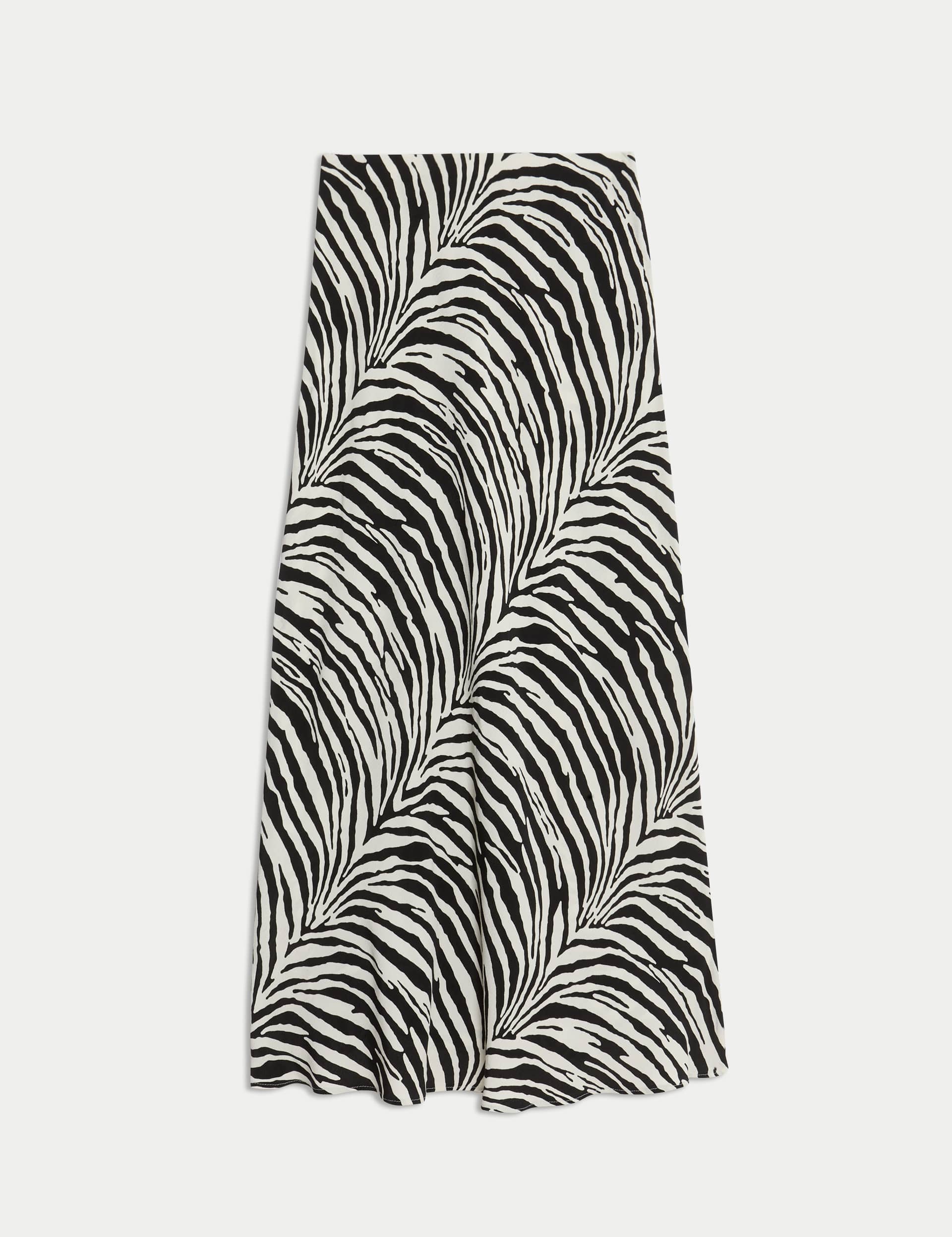 M&S Collection Women's Animal Print Maxi Slip Skirt - 12REG - Black Mix, Black Mix