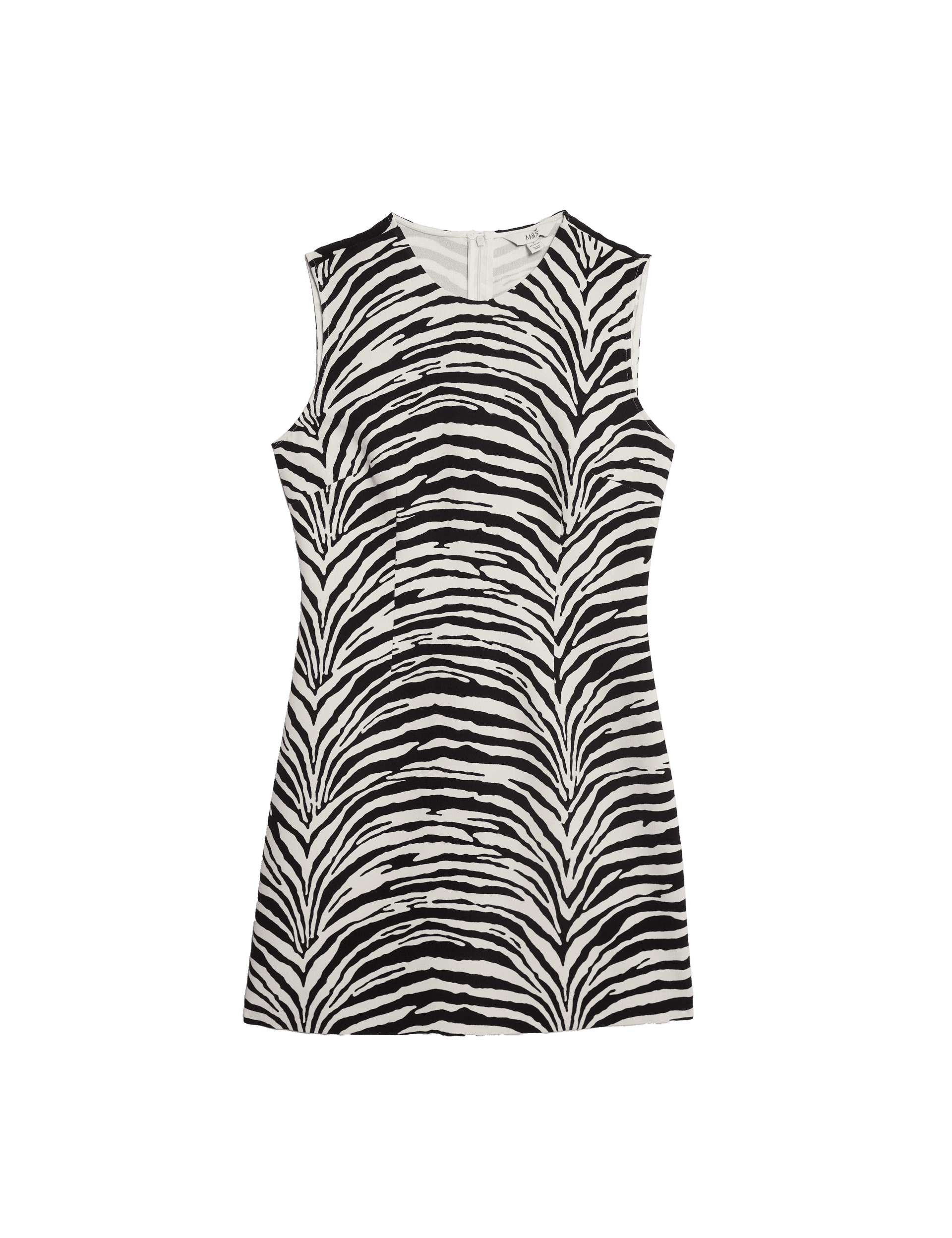 M&S Collection Women's Animal Print Round Neck Mini Shift Dress - 12REG - Black Mix, Black Mix