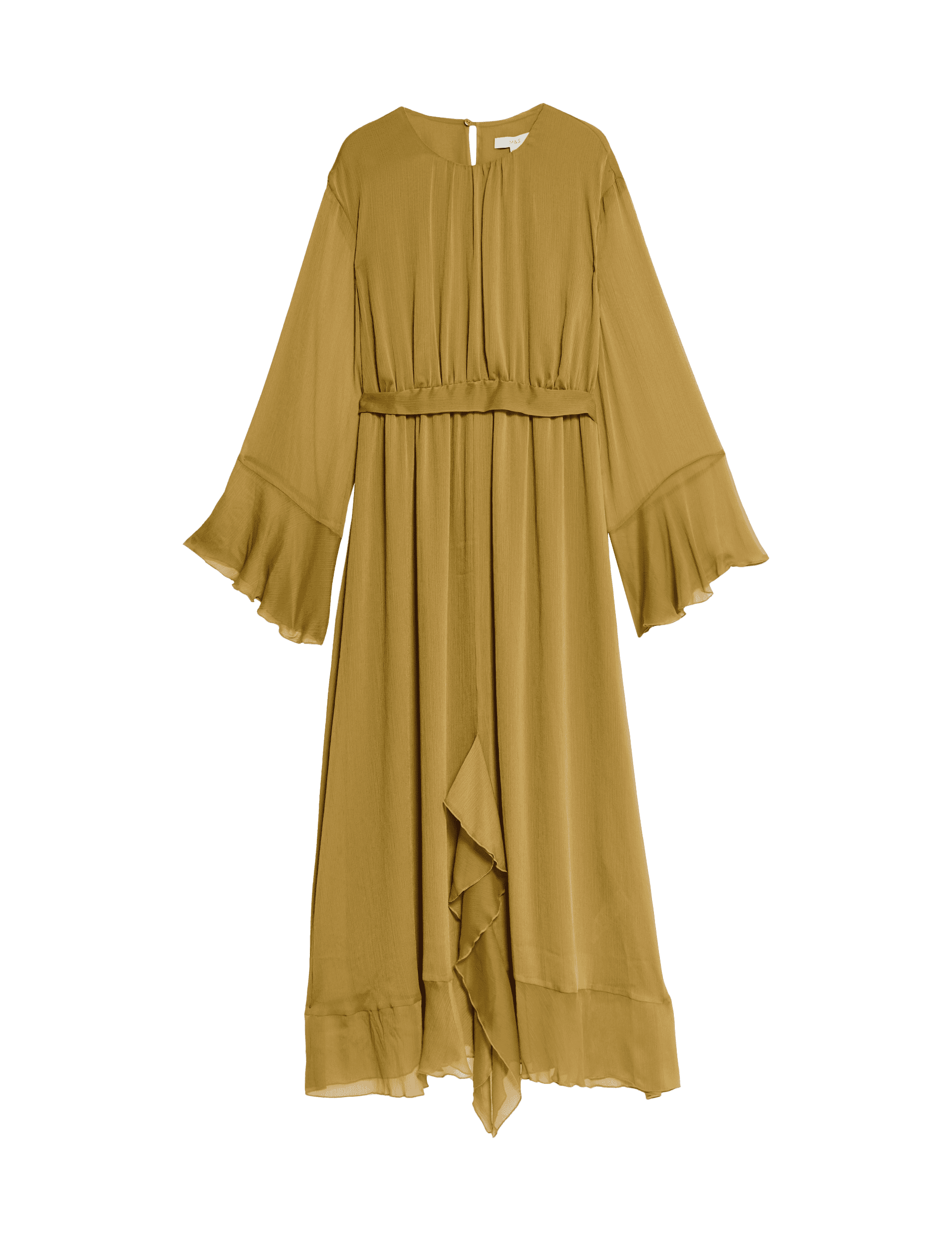 M&S Collection Women's Frill Detail Maxi Tiered Dress - 14REG - Olive, Olive