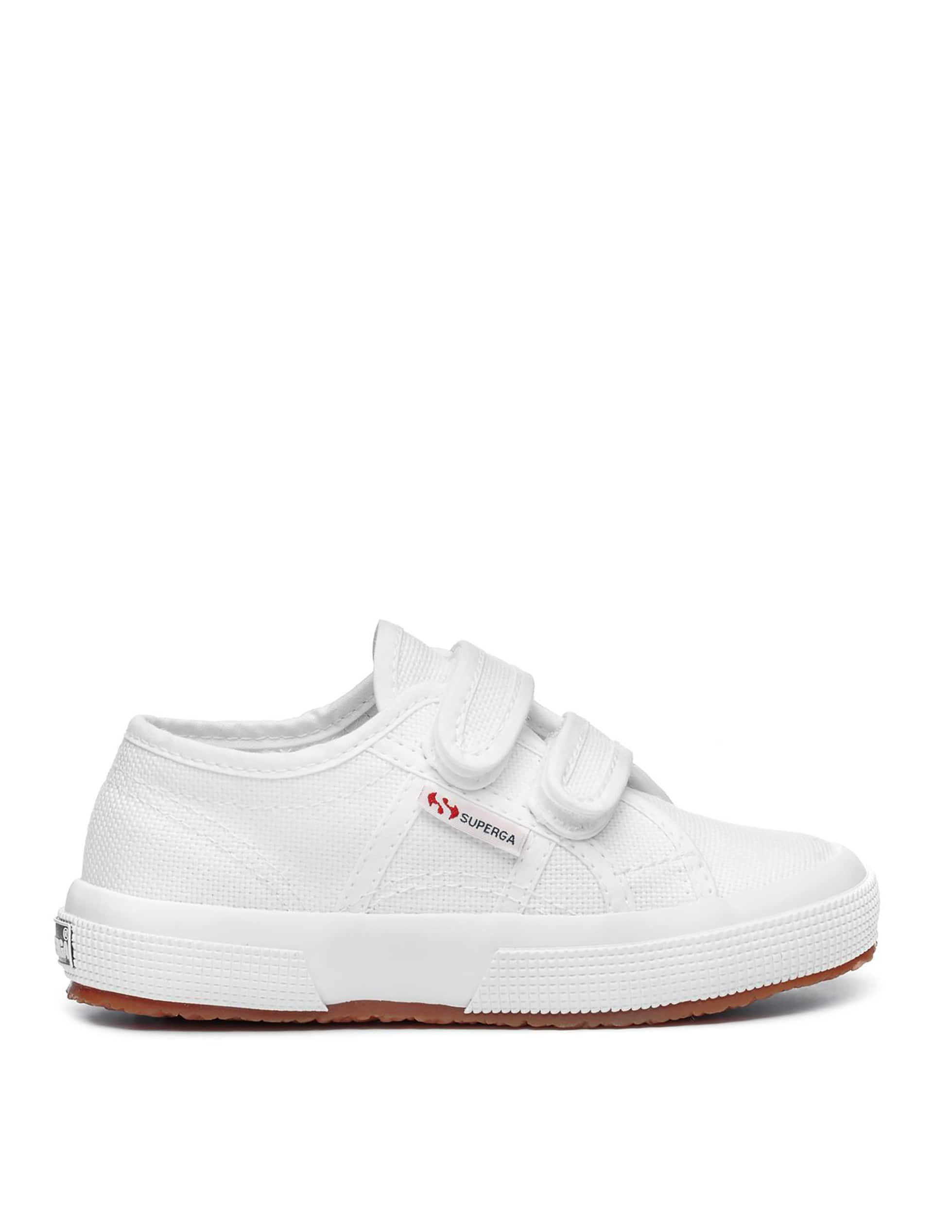 Superga Kids 2750-Cotjstrap Classic Riptape Trainers ( 5.5 Small - 1 Large) - 9.5 S - White, White,N