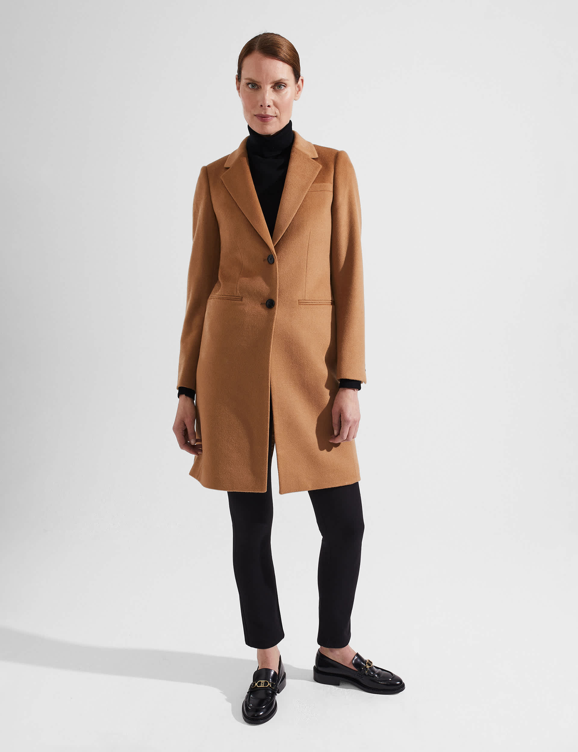 Hobbs Women's Tilda Pure Wool Single Breasted Coat - 12 - Brown, Camel,Brown