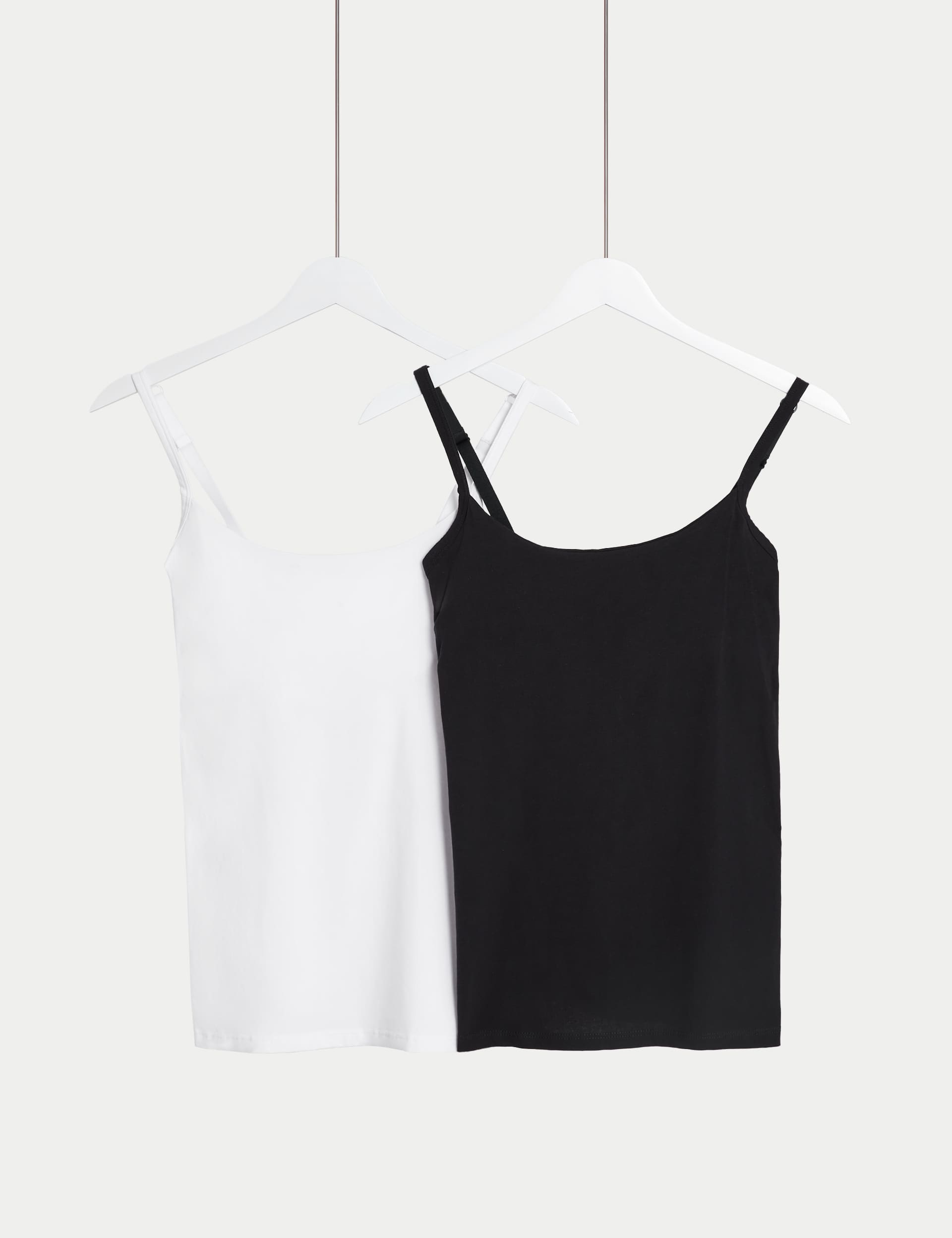 M&S Women's 2pk Cotton Rich Secret Support™ Vests - 14 - White Mix, White Mix