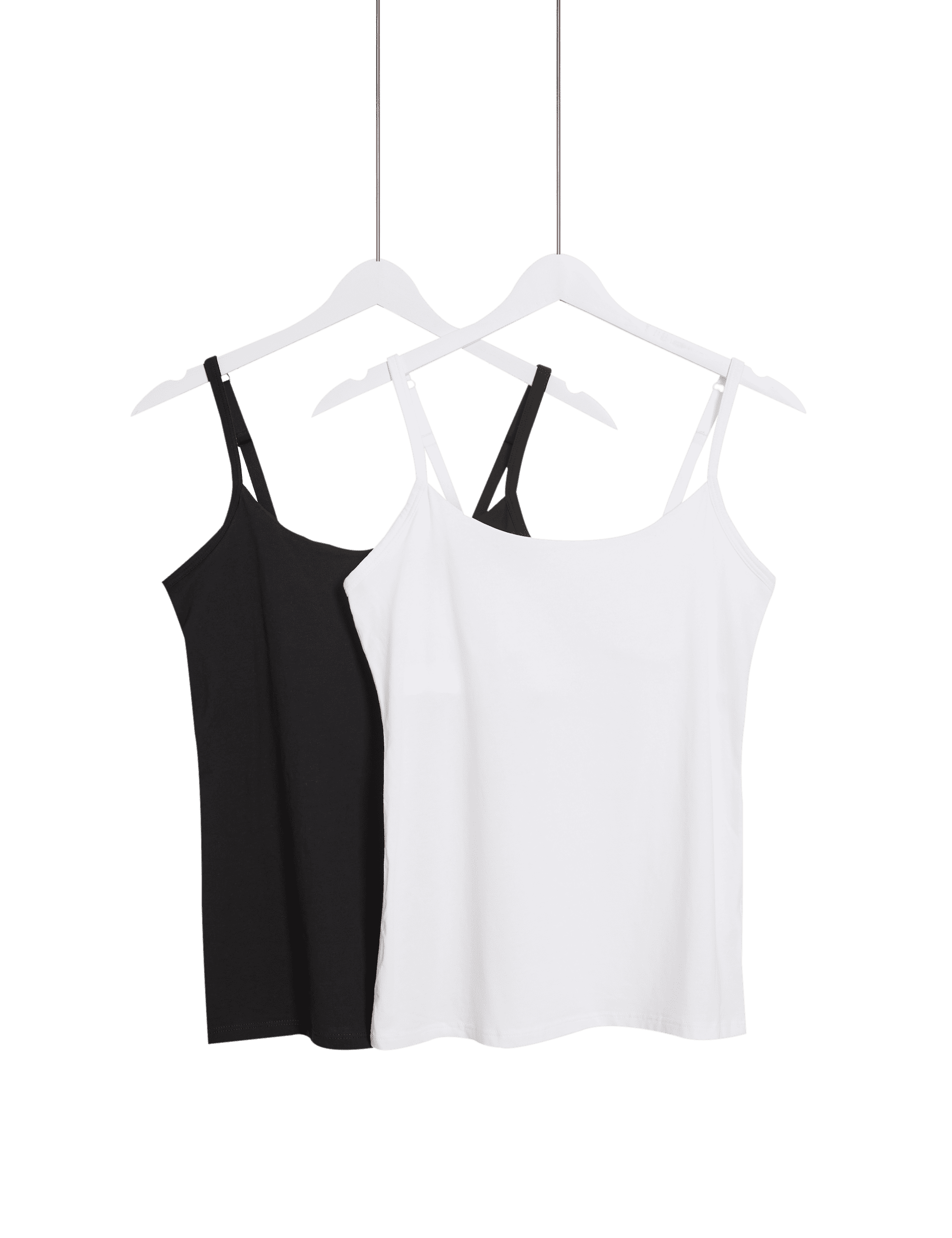 M&S Collection Women's 2 Pack Cotton Rich Secret Support Vests - 22 - White Mix, White Mix