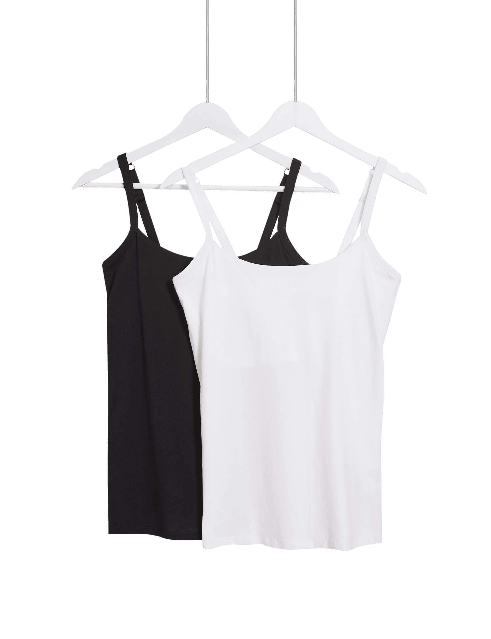 M&S Collection Women's 2 Pack Cotton Rich Secret Support Vests F+ - 14 - White Mix, White Mix