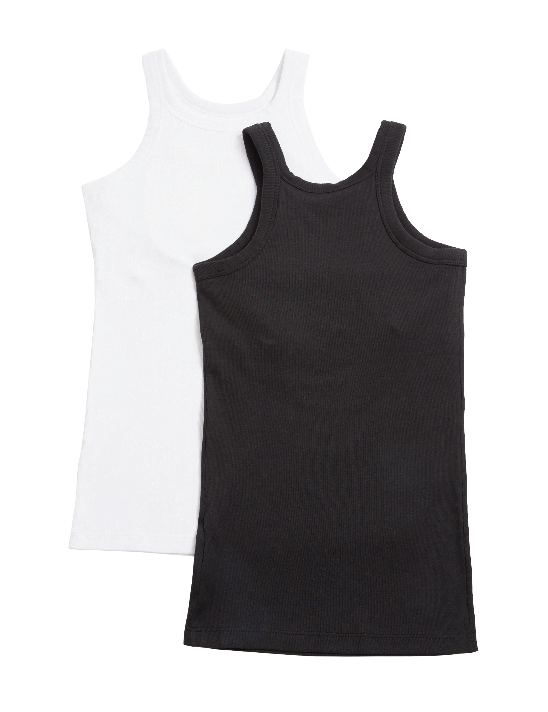 M&S Collection Women's 2 Pack Cotton Rich Secret Support Vests - 14 - White Mix, White Mix