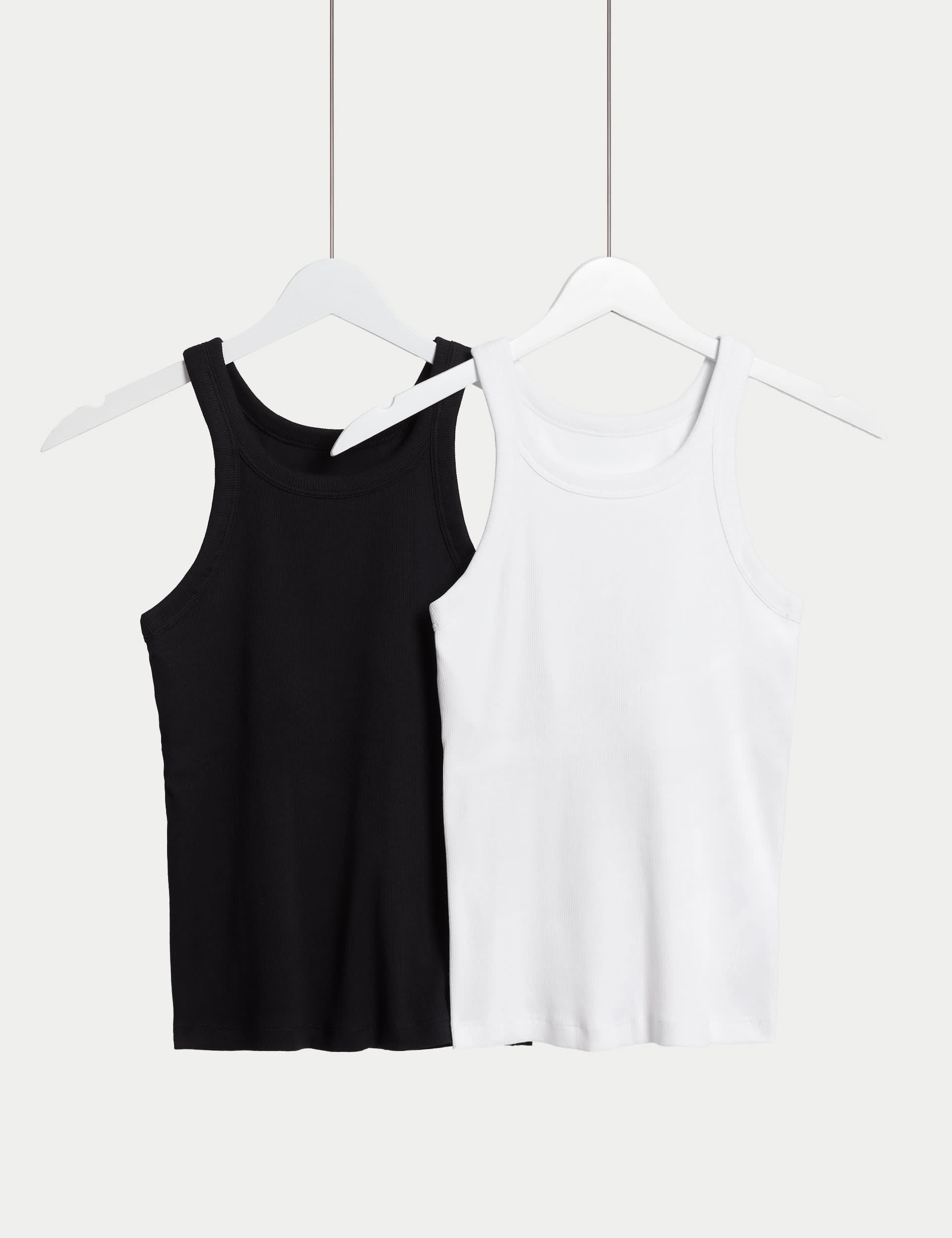 Body By M&S Women's 2pk Teen Cotton Rich Secret Support Vests - 12 - Black, Black,Bright Aqua