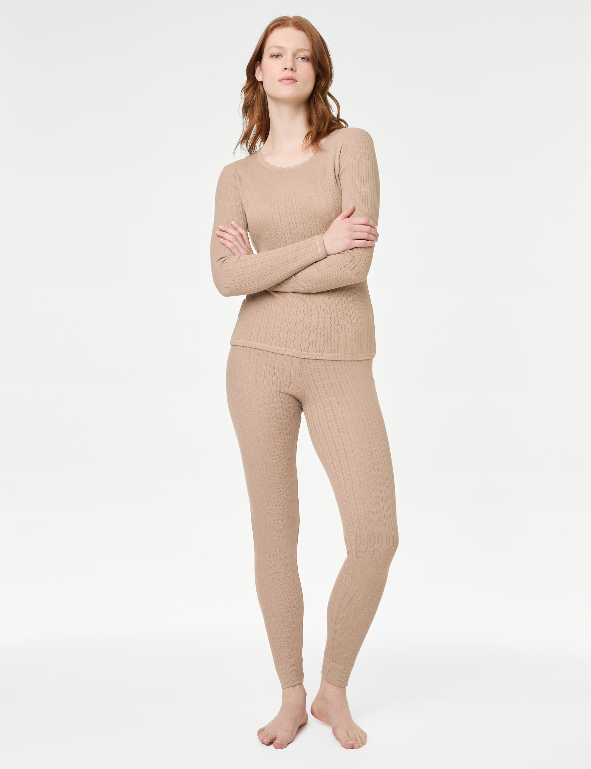 M&S Women's Thermal Leggings - 8 - Rose Quartz, Rose Quartz