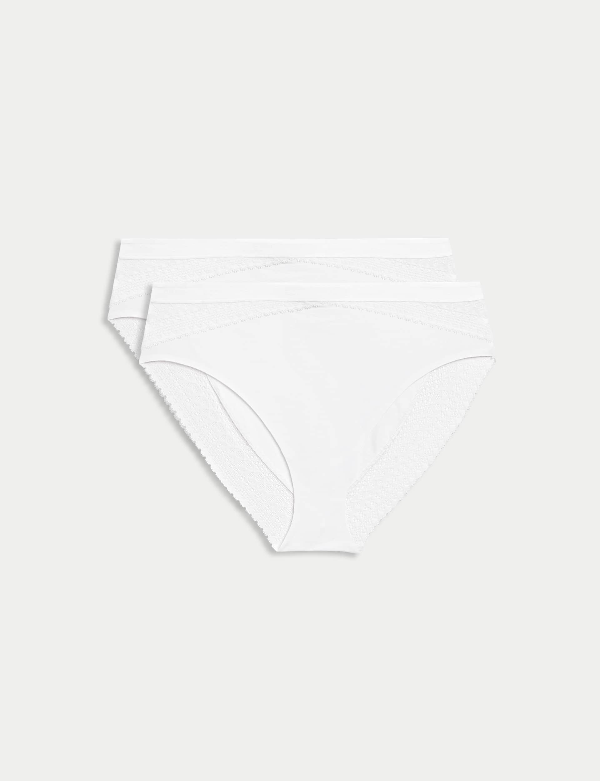 Body By M&S Women's 2pk Light Control Cotton Rich High Leg Knickers - 14 - White, Black,White