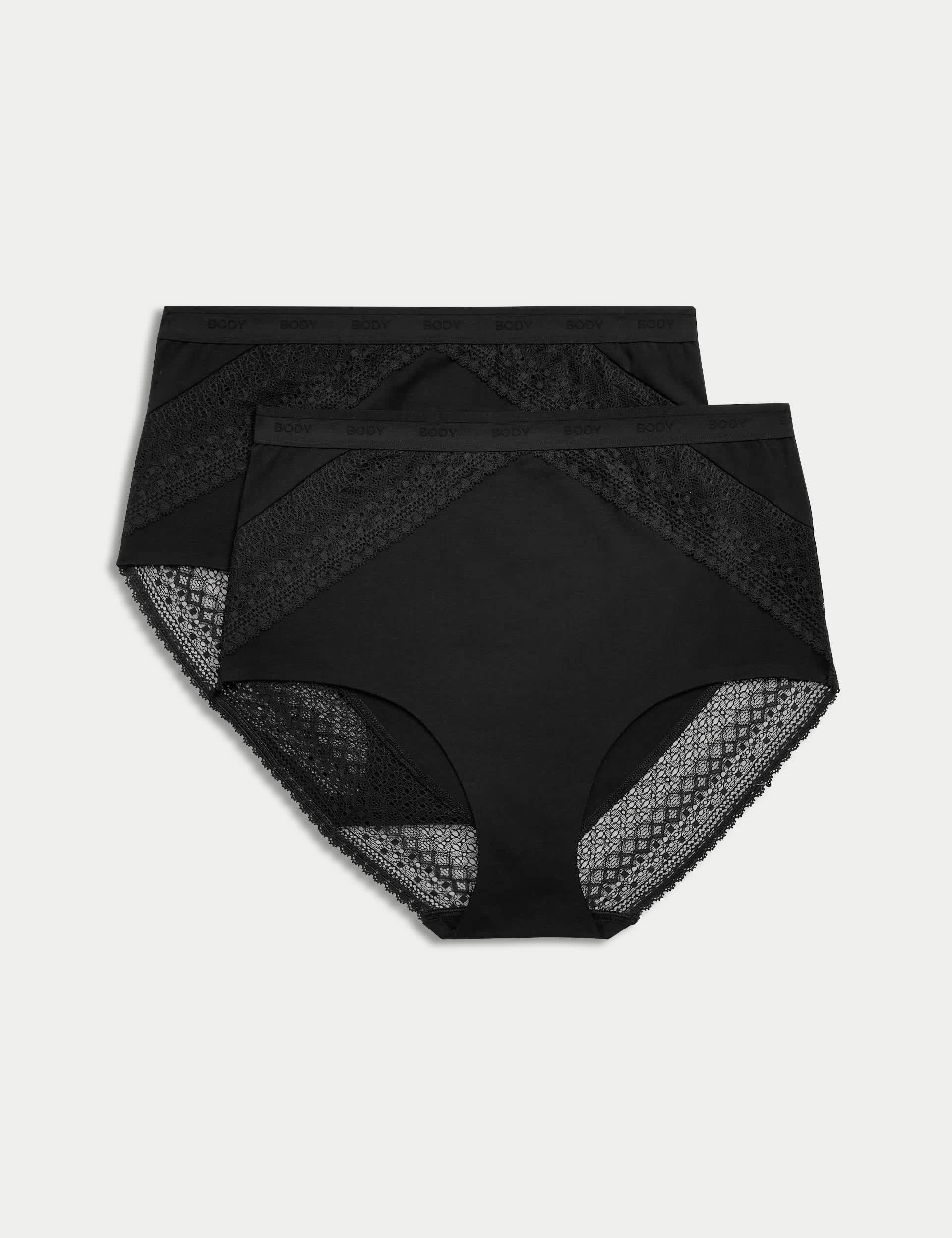 Body By M&S Women's 2pk Cotton Rich Light Control Full Briefs - 14 - Black, Black,White