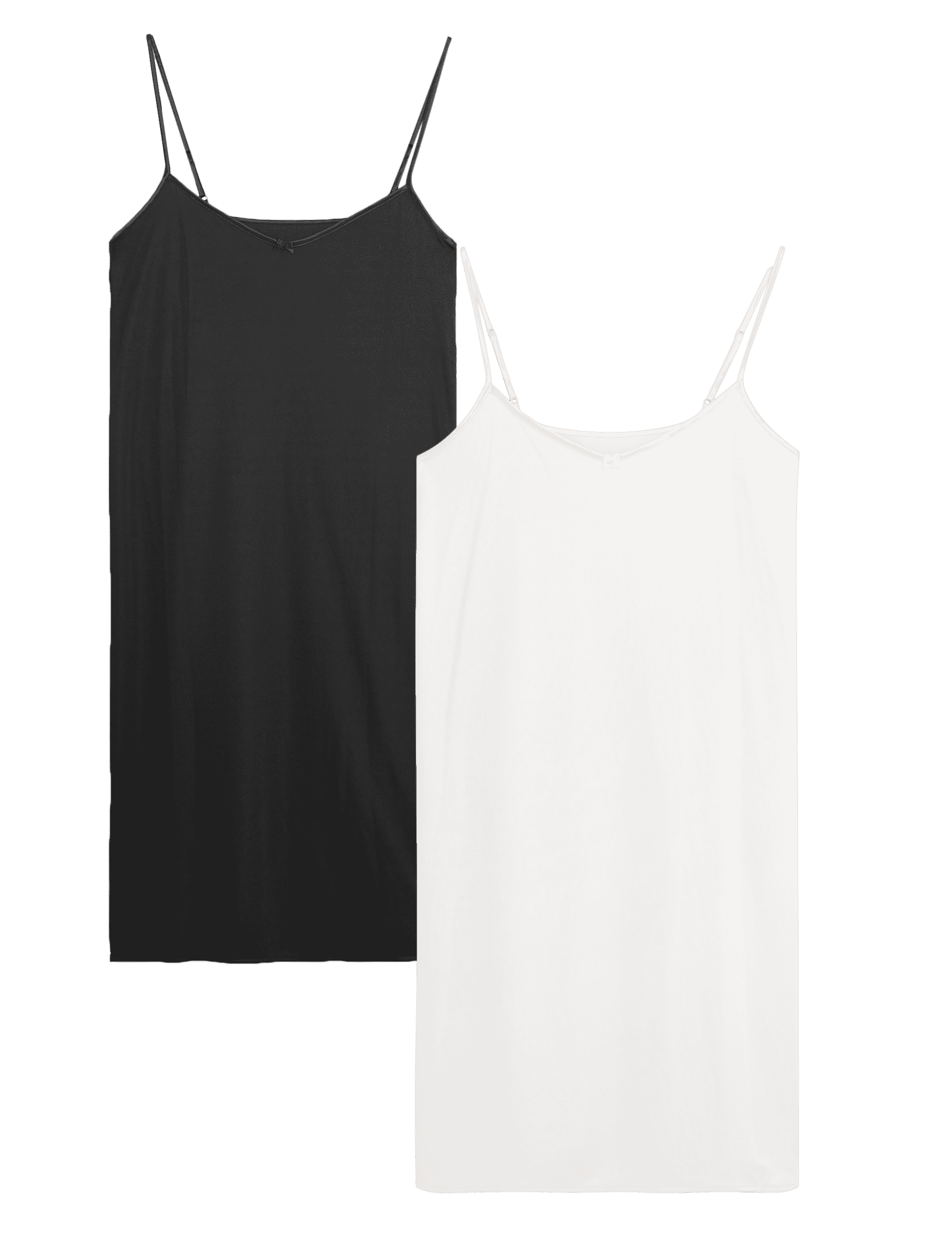 M&S Collection Women's 2 Pack Assorted Full Slips - 1419 - White Mix, White Mix