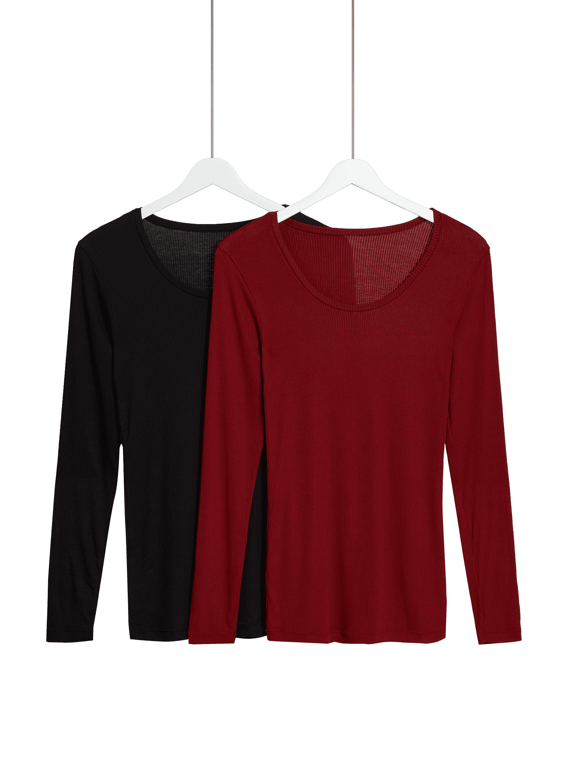 M&S Collection Women's 2 Pack Heatgen Thermal Ribbed Tops - 12 - Dark Red Mix, Dark Red Mix,Grey Mi