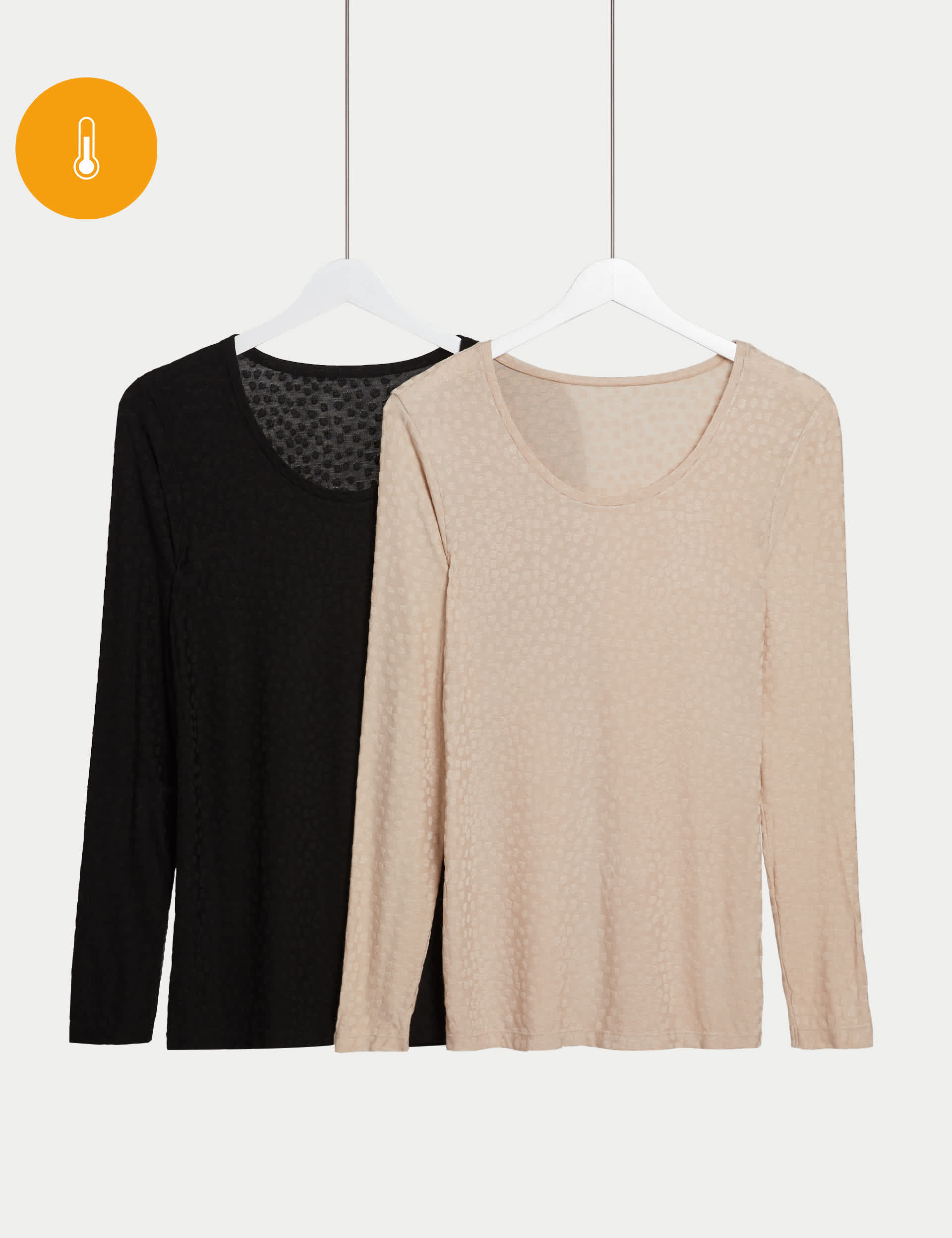 M&S Women's 2pk Heatgen  Thermal Jacquard Tops