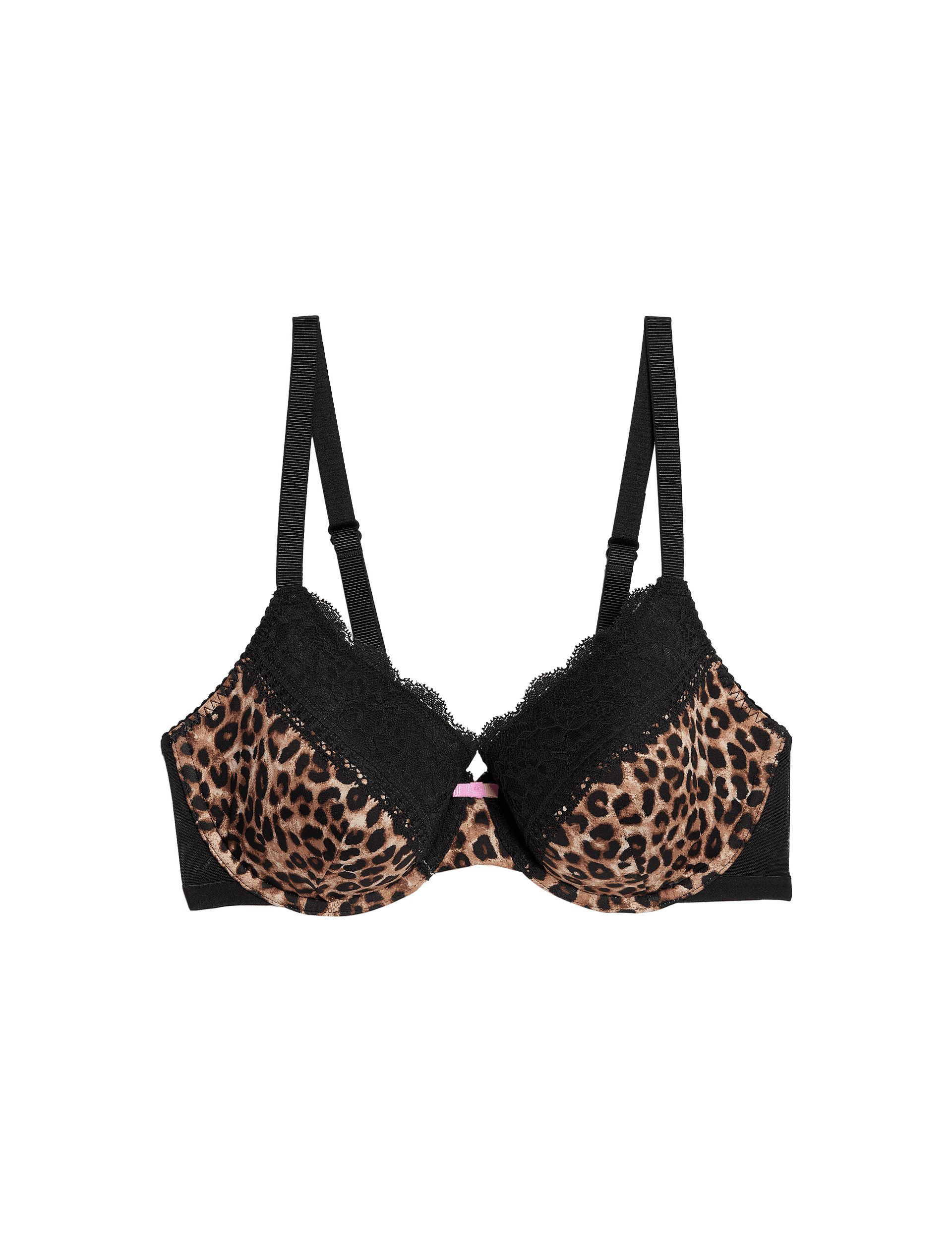 M&S Collection Women's Printed Lace Trim Wired Full Cup Bra A-E - 36C - Brown Mix, Brown Mix