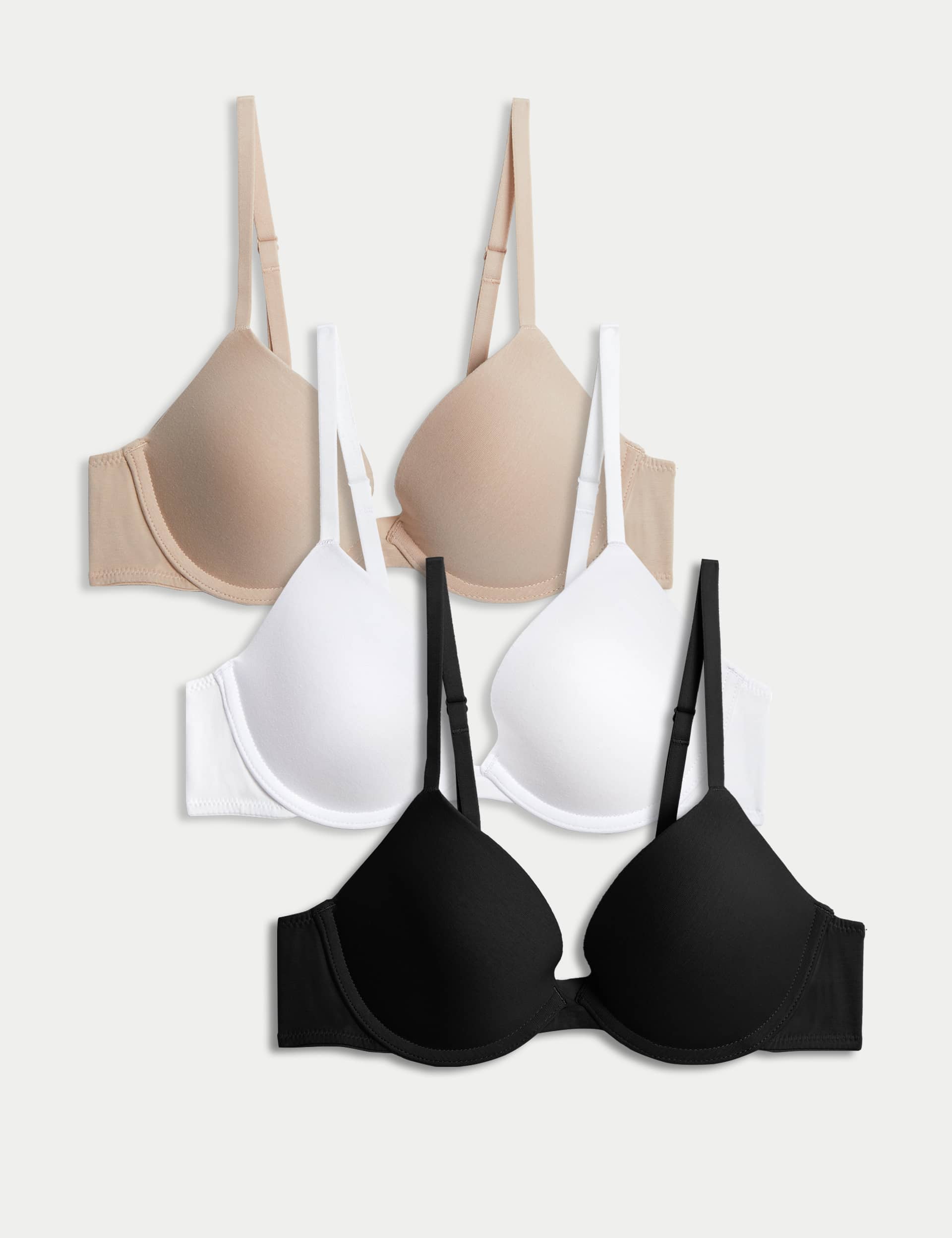 M&S Women's 3pk Wired Plunge T-Shirt Bras A-E
