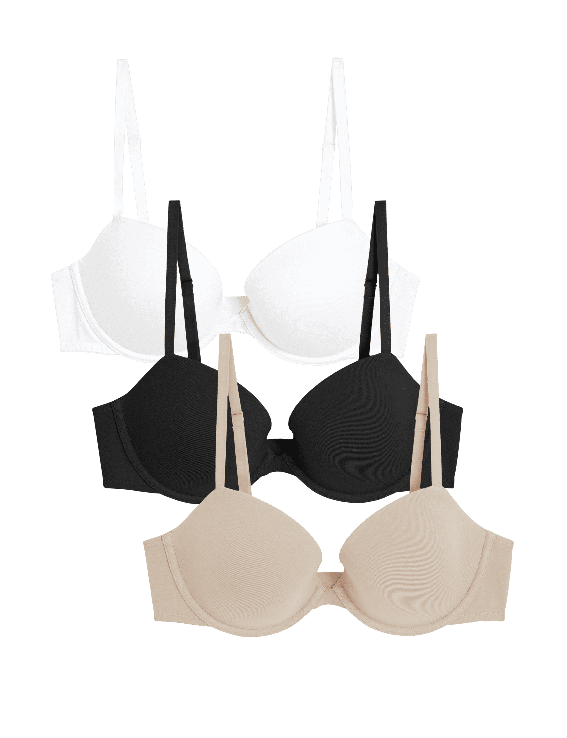 M&S Collection Women's 3pk Cotton Rich Wired Balcony Bras A-E - 42C - Opaline Mix, Opaline Mix