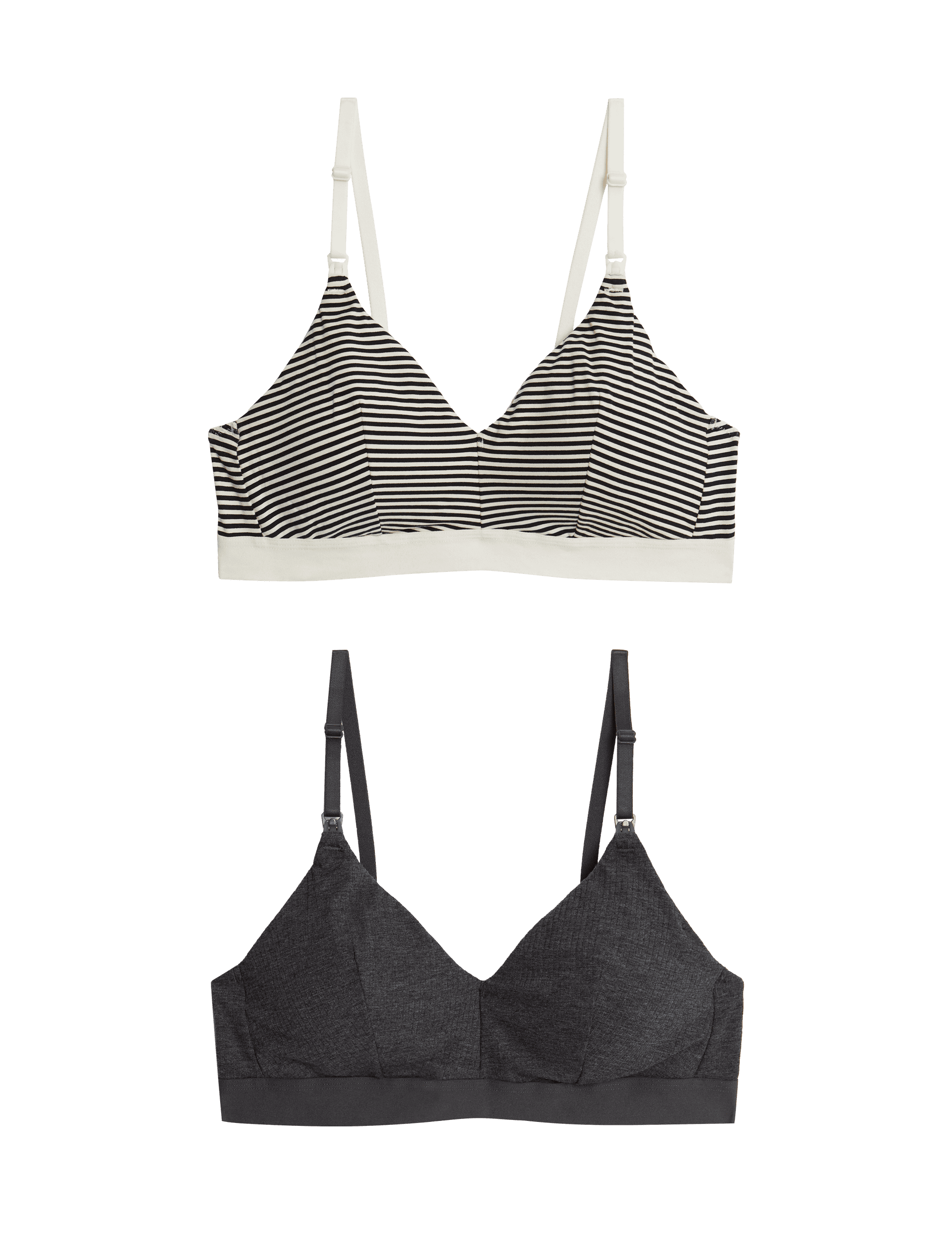 M&S Collection Women's 2 Pack Non Wired Nursing Bras A-E - 10A-C - Charcoal Mix, Charcoal Mix