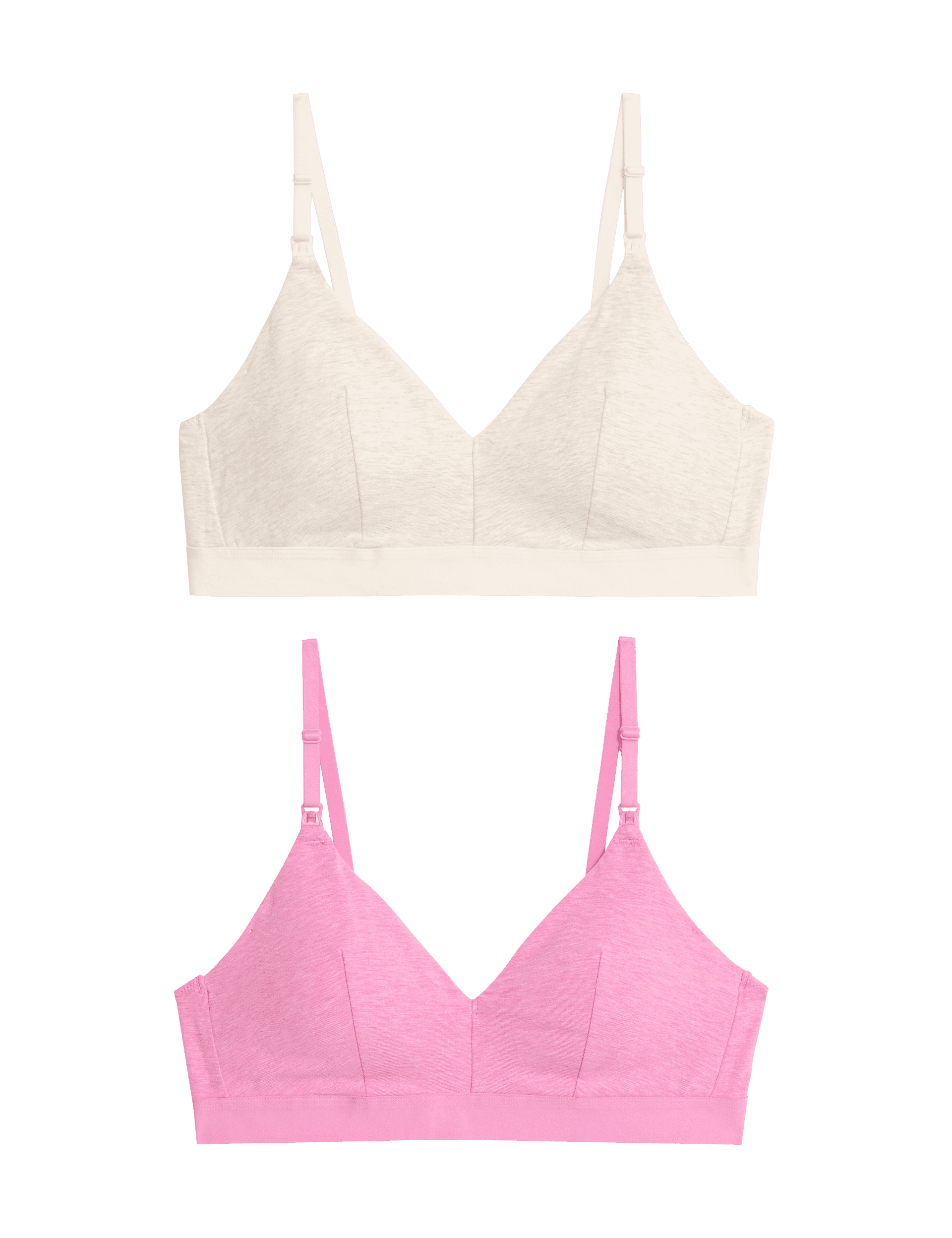 M&S Collection Women's 2 Pack Non Wired Nursing Bras A-D - 12A-C - Oatmeal Mix, Oatmeal Mix,Grey Mix