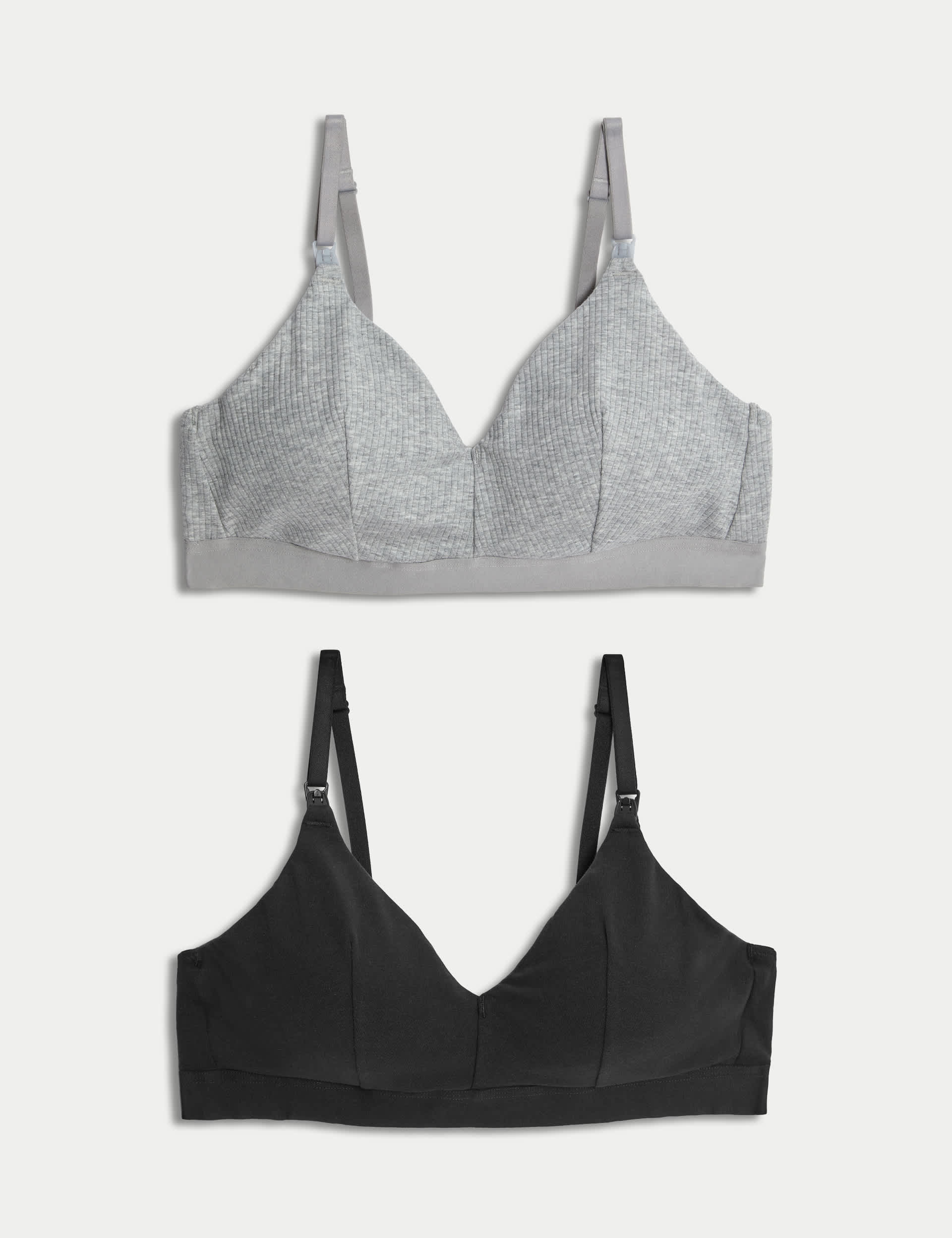 M&S Women's 2pk Non Wired Nursing Bras A-D - 10D-E - Grey Mix, Grey Mix