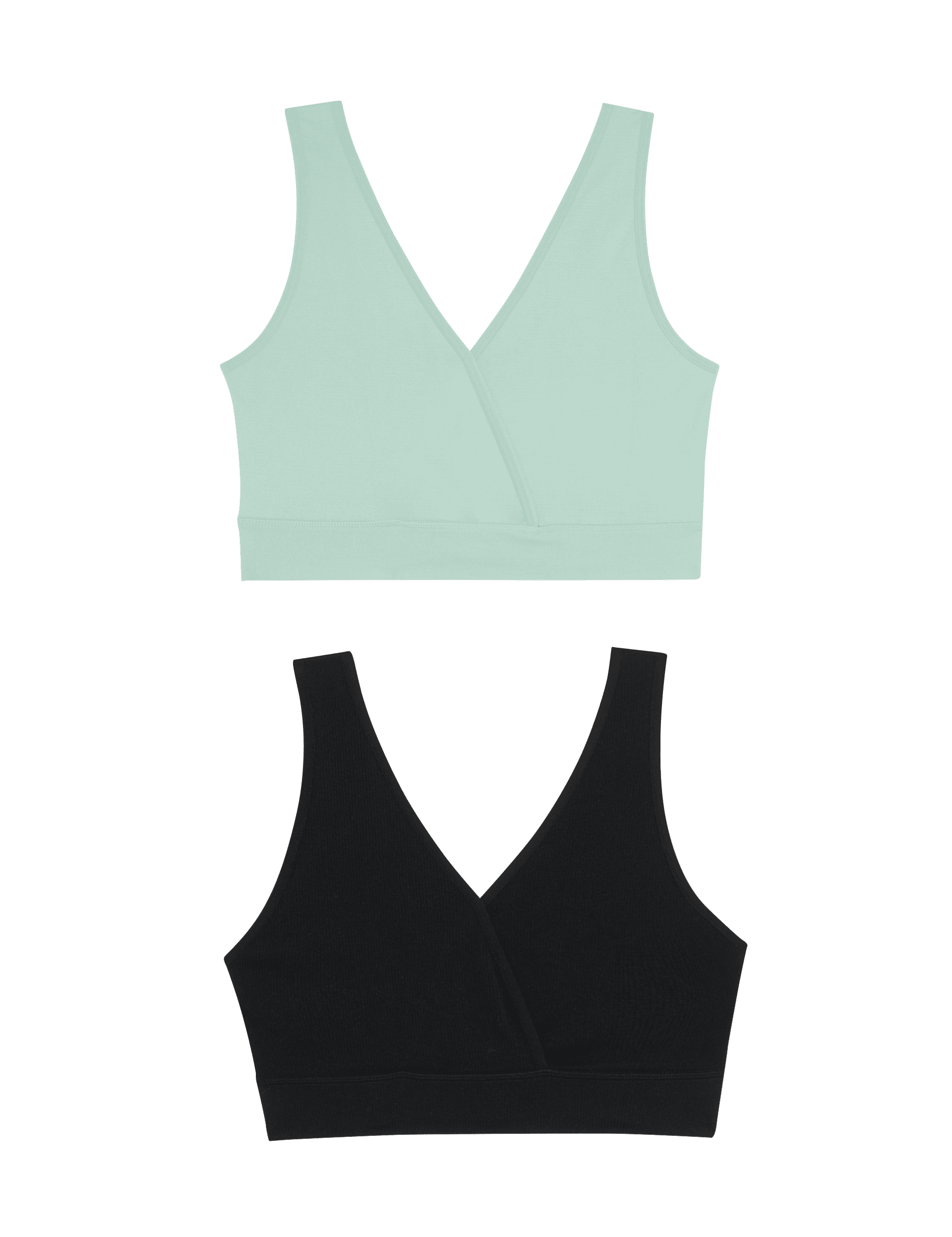 M&S Collection Women's 2 Pack Lounge Nursing Maternity Bras - XL - Green Mix, Green Mix,Mushroom