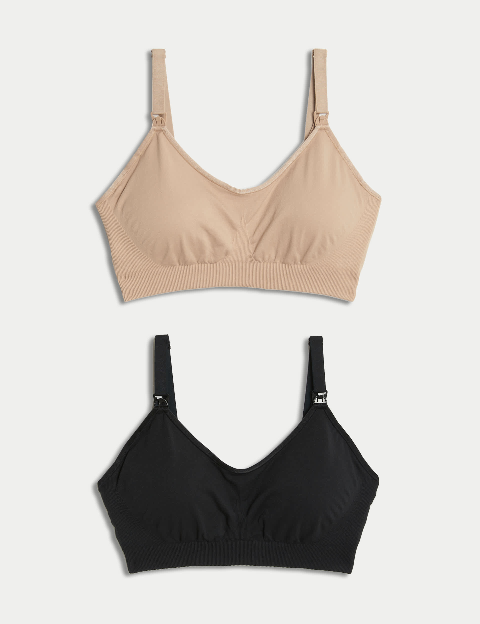 M&S Women's 2pk Seamless Full Cup Nursing Bras - Rose Quartz, Rose Quartz,Grey Mix,Navy Mix