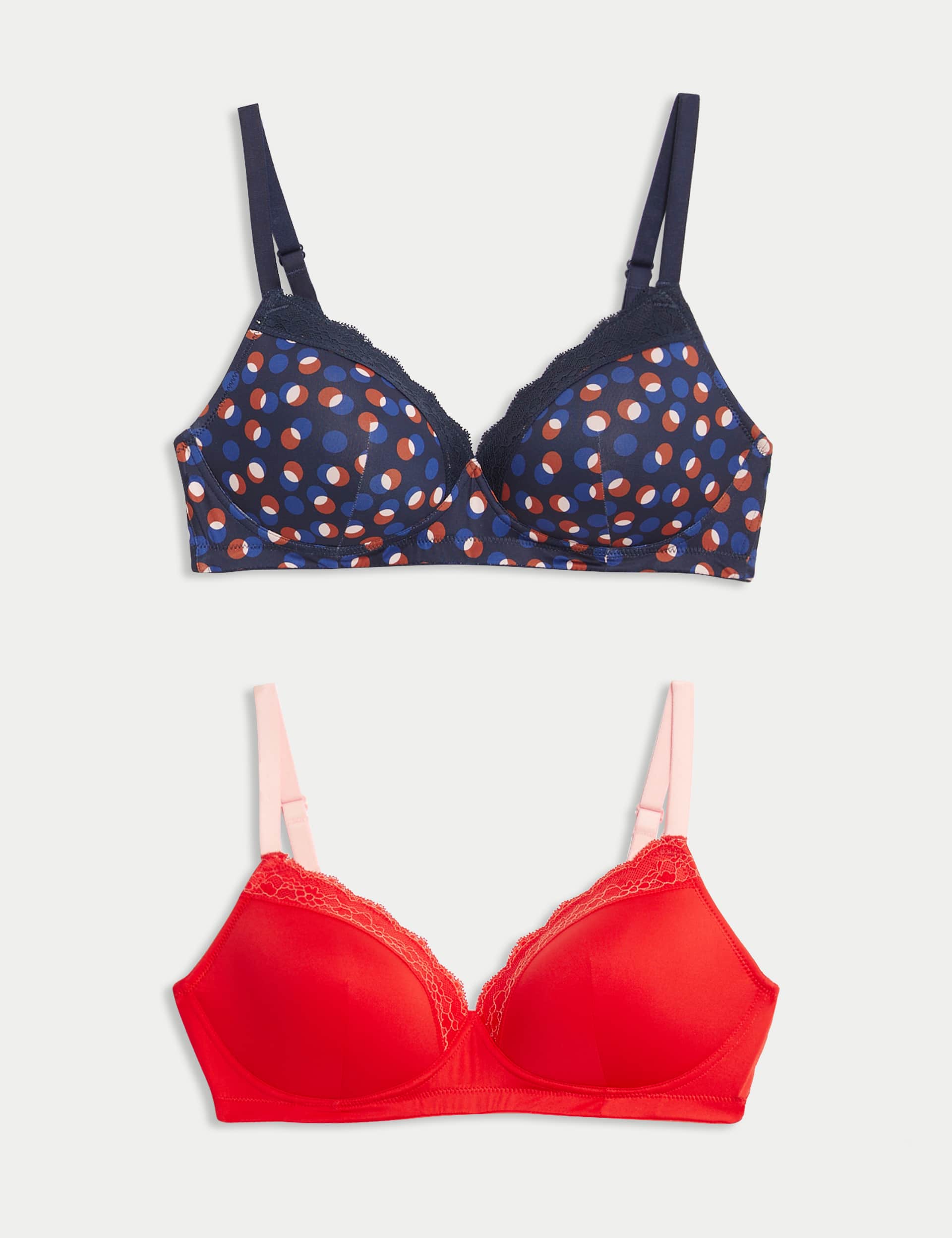 M&S Women's 2pk Non Wired T-Shirt Post Surgery Bras (A-E)