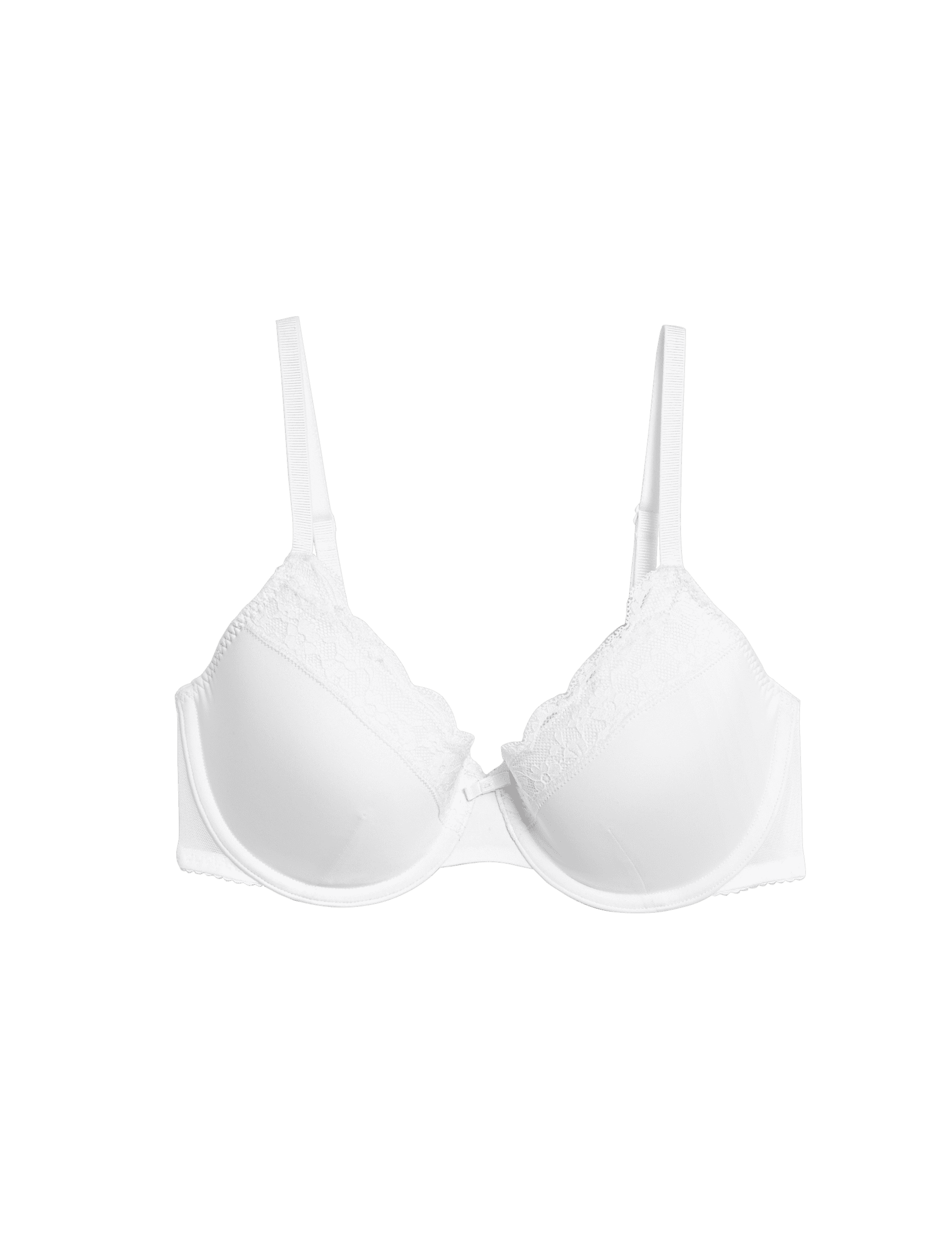 M&S Collection Women's Lace Trim Wired Demi Cup Bra A-E - 36C - White, White,Black