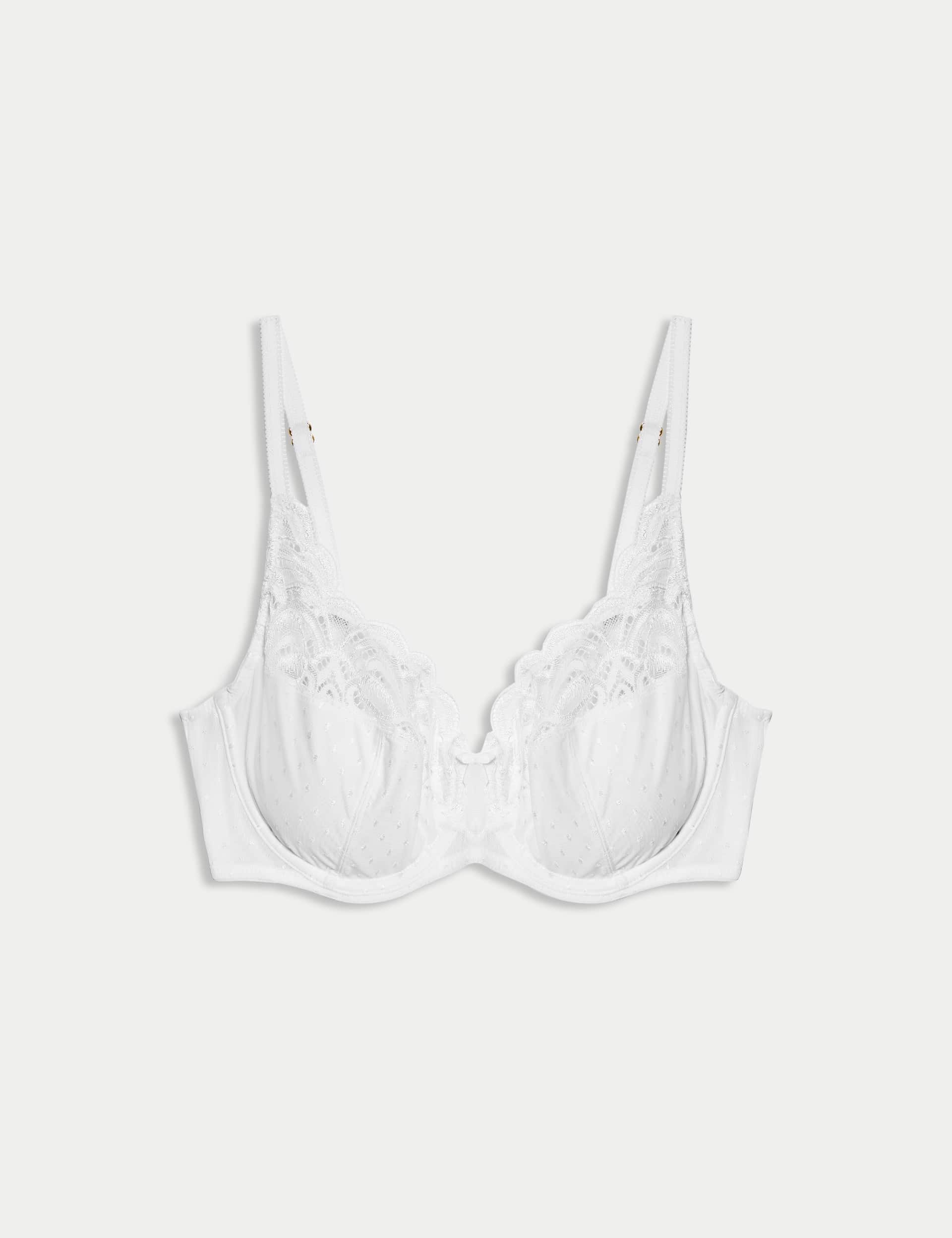 M&S Collection Women's Amelia Lace Wired Full Cup Bra (A-E) - 38DD - White, Black,Opaline,Dark Raspb