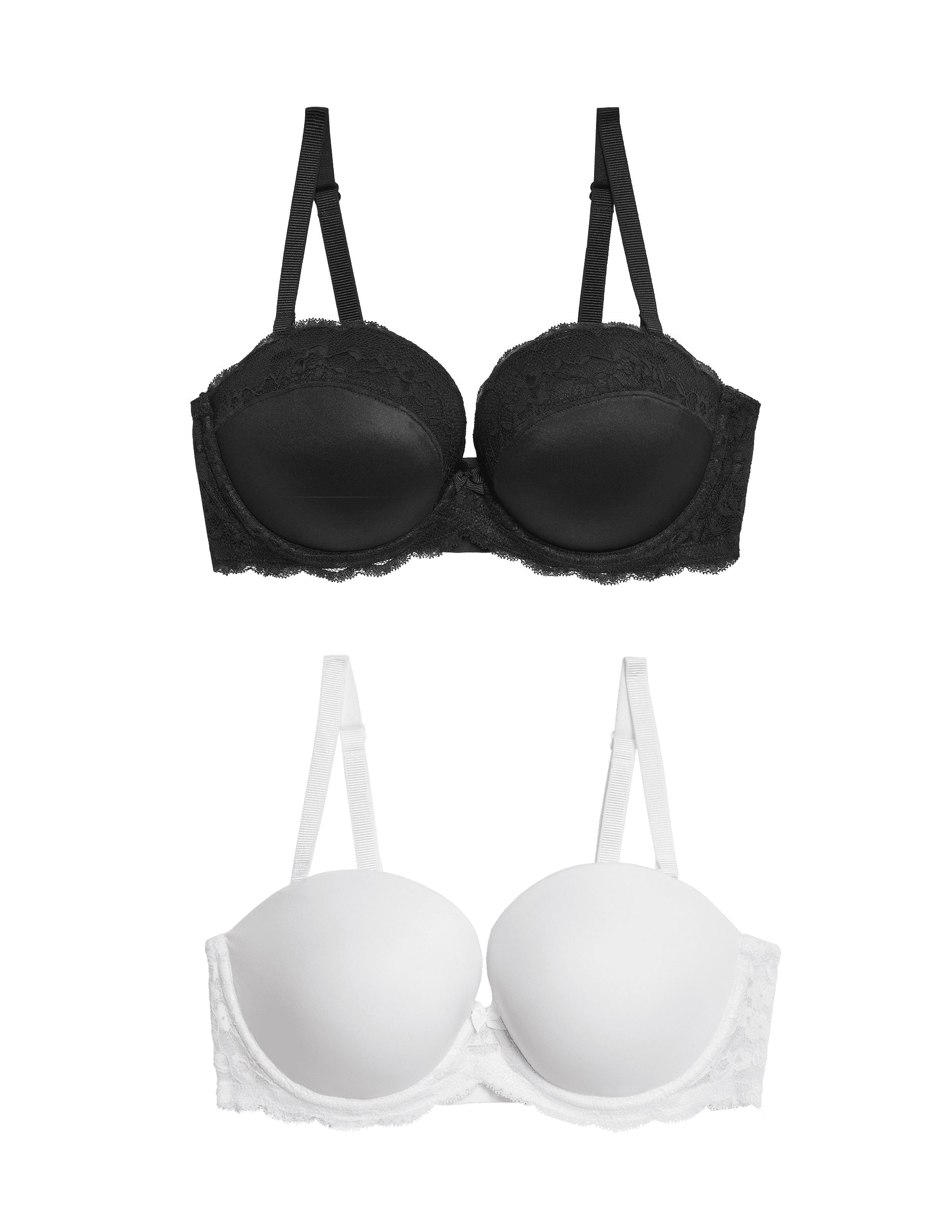 M&S Collection Women's 2 Pack Wired Multiway Push Up Bras A-E - 40D - Black Mix, Black Mix