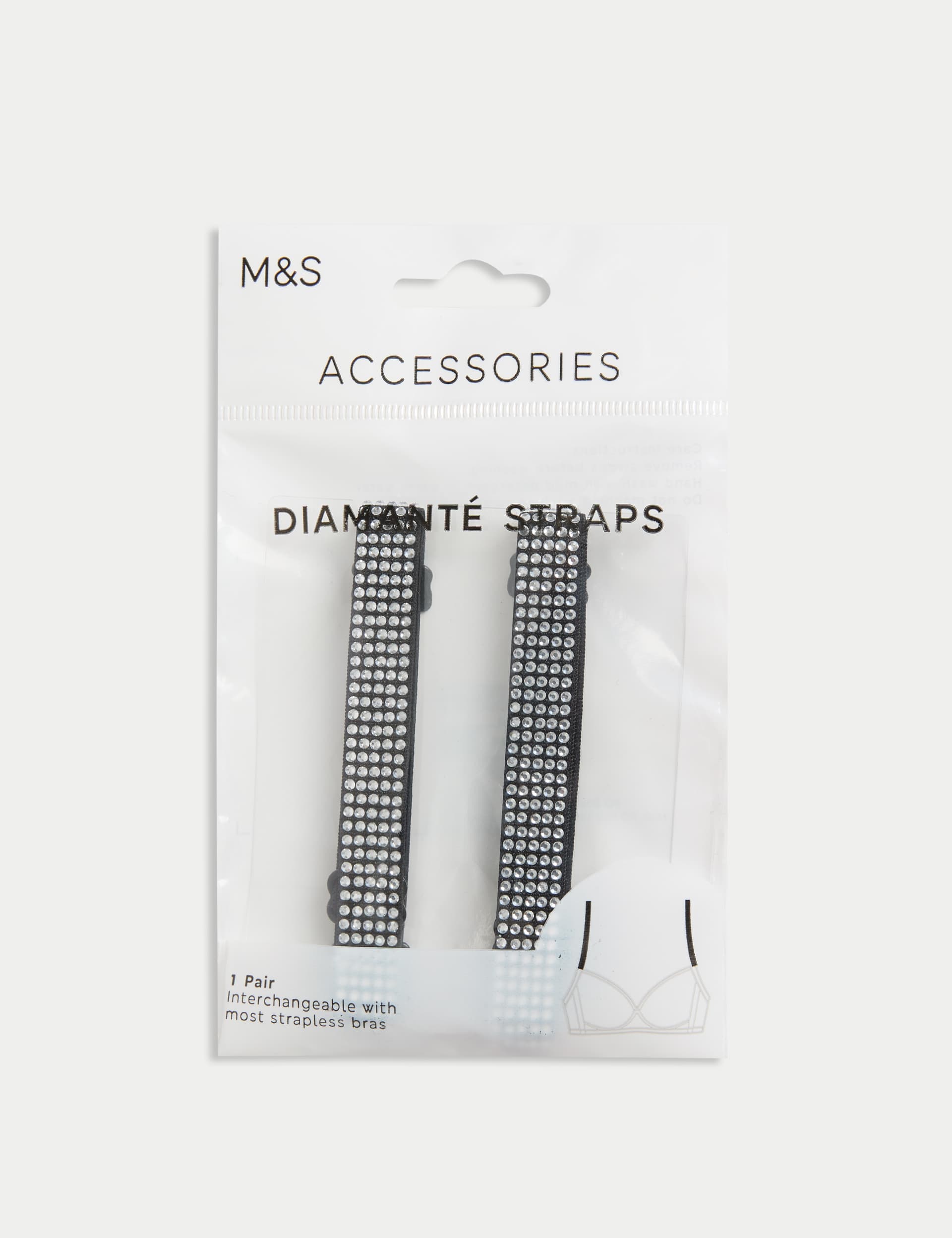 M&S Women's Diamante Bra Straps - Black Mix, Black Mix