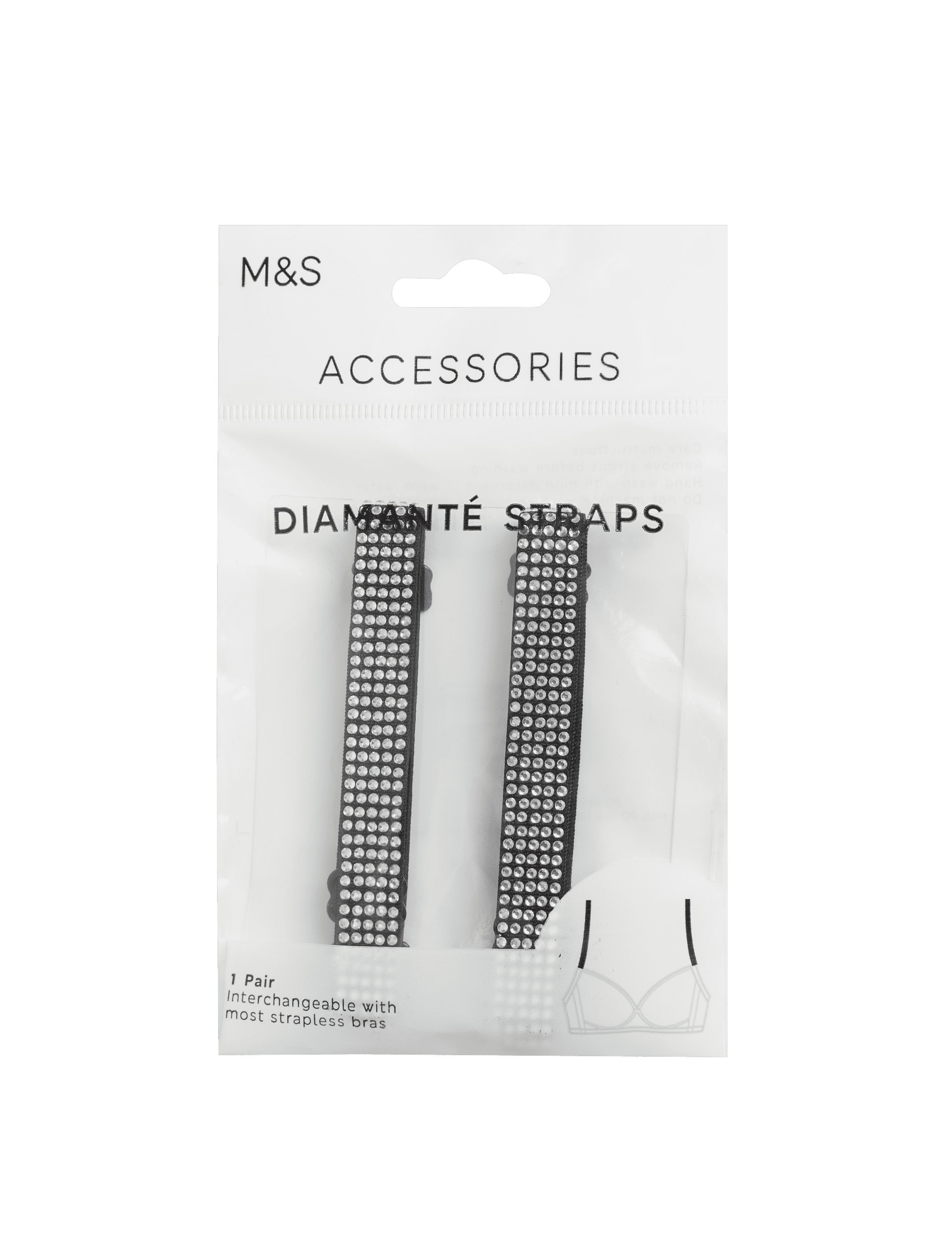 M&S Collection Women's Diamante Bra Straps - Black Mix, Black Mix