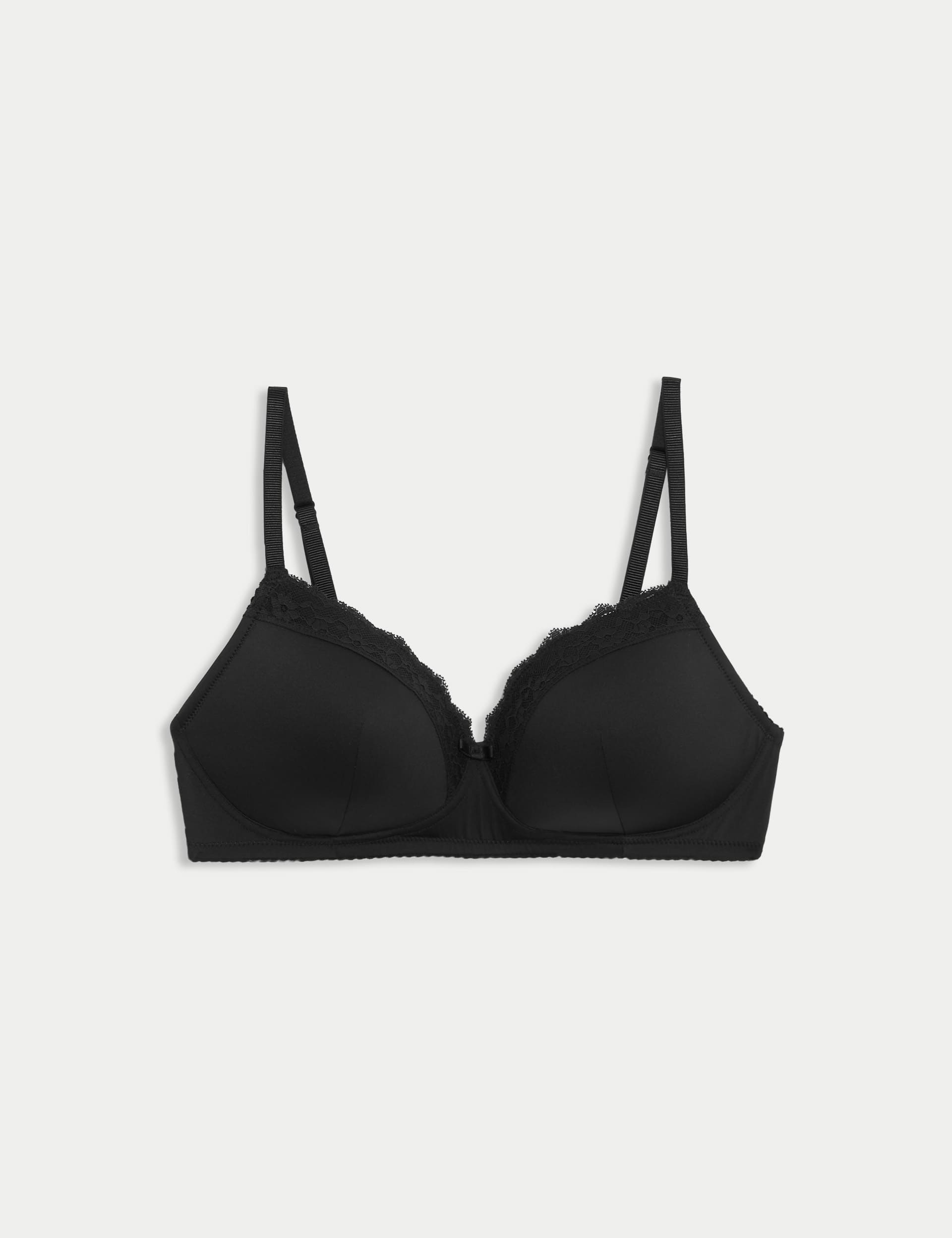 M&S Women's Lace Trim Non-Wired T-Shirt Bra (A-E) - 36C - Black, Black