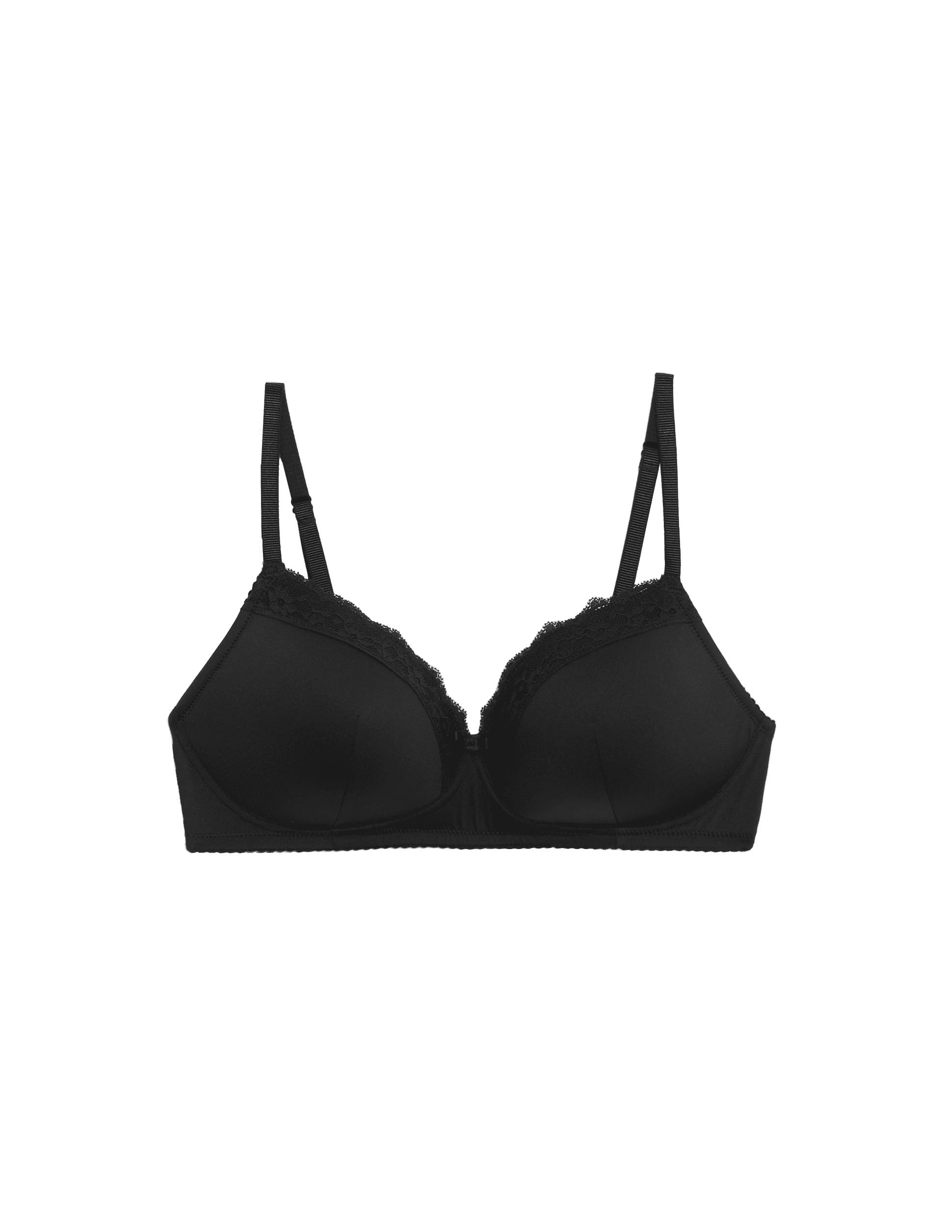 M&S Collection Women's Lace Trim Non-Wired T-Shirt Bra (A-E) - 36C - Black, Black,White,Brown Mix